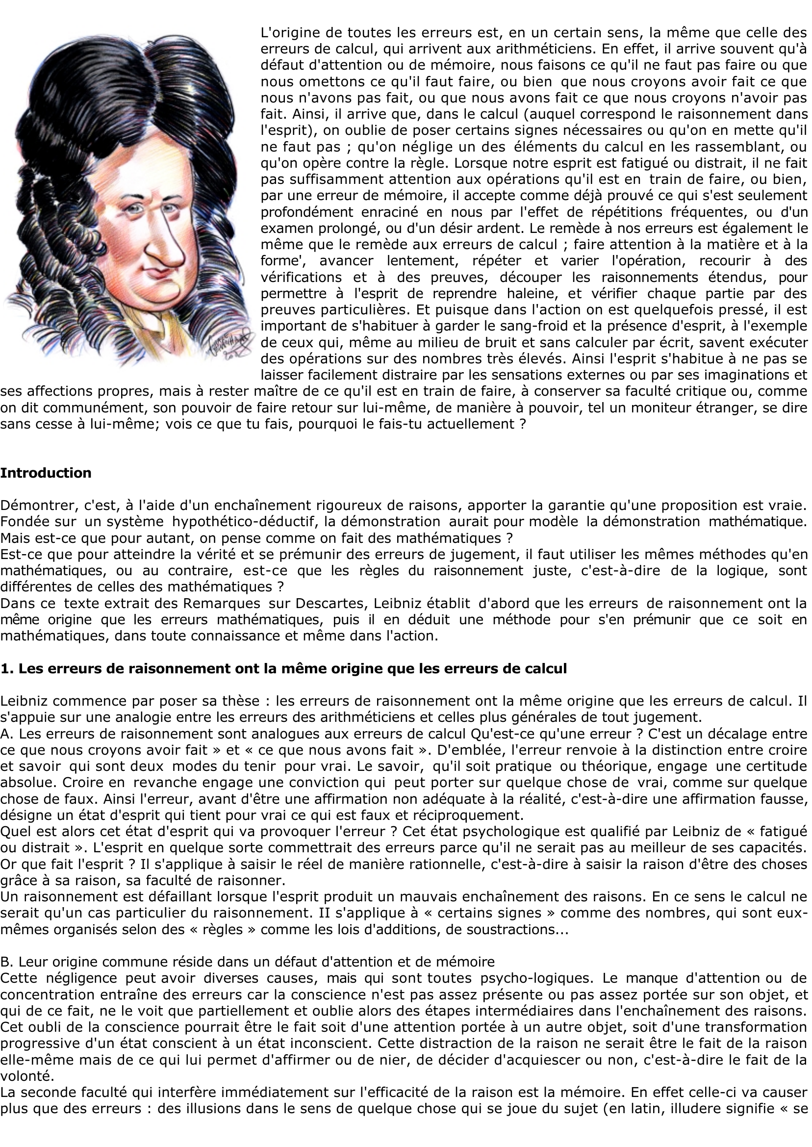 Prévisualisation du document LEIBNIZ: L'origine de toutes les erreurs