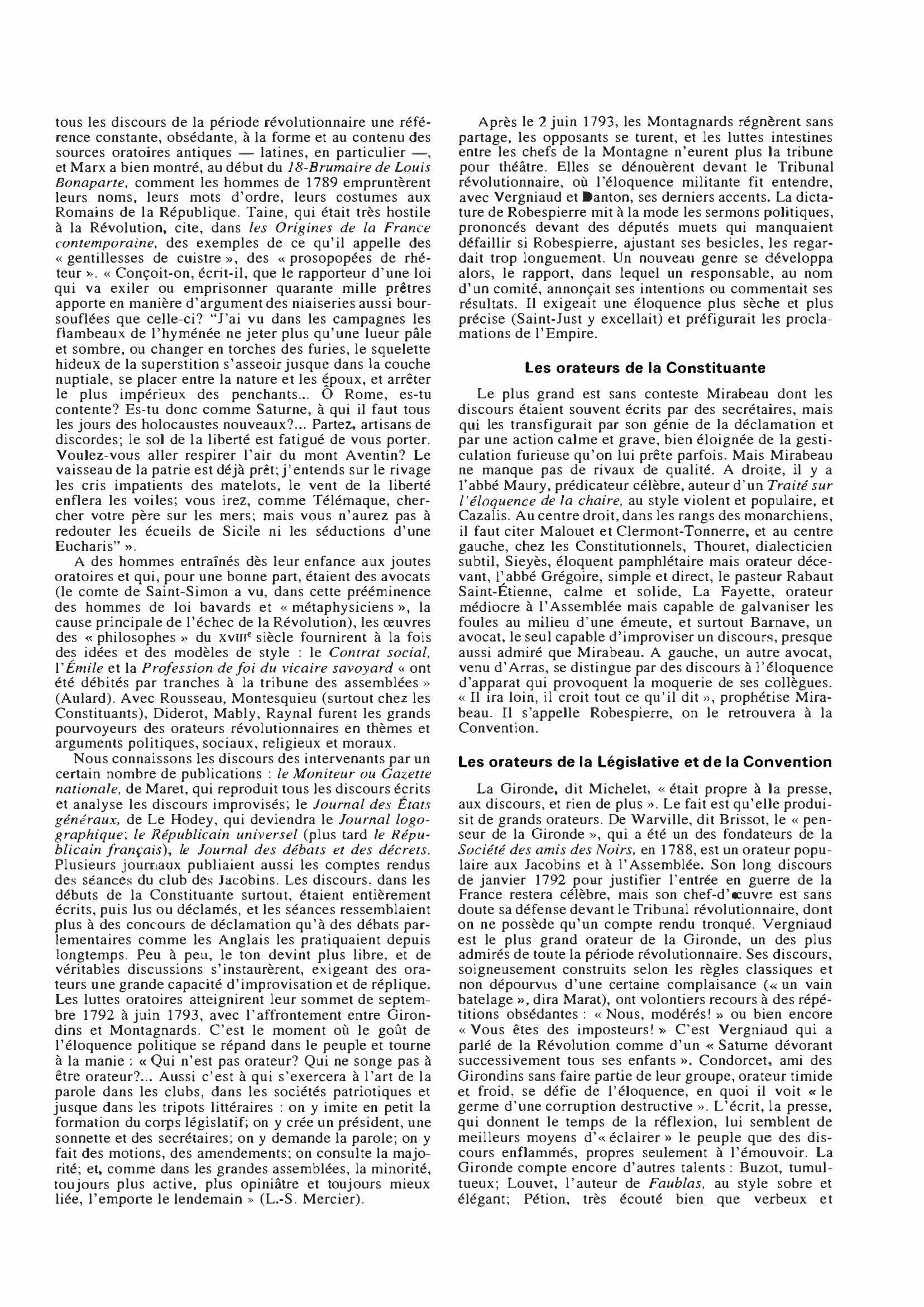 Prévisualisation du document L'ÉLOQUENCE RÉVOLUTIONNAIRE