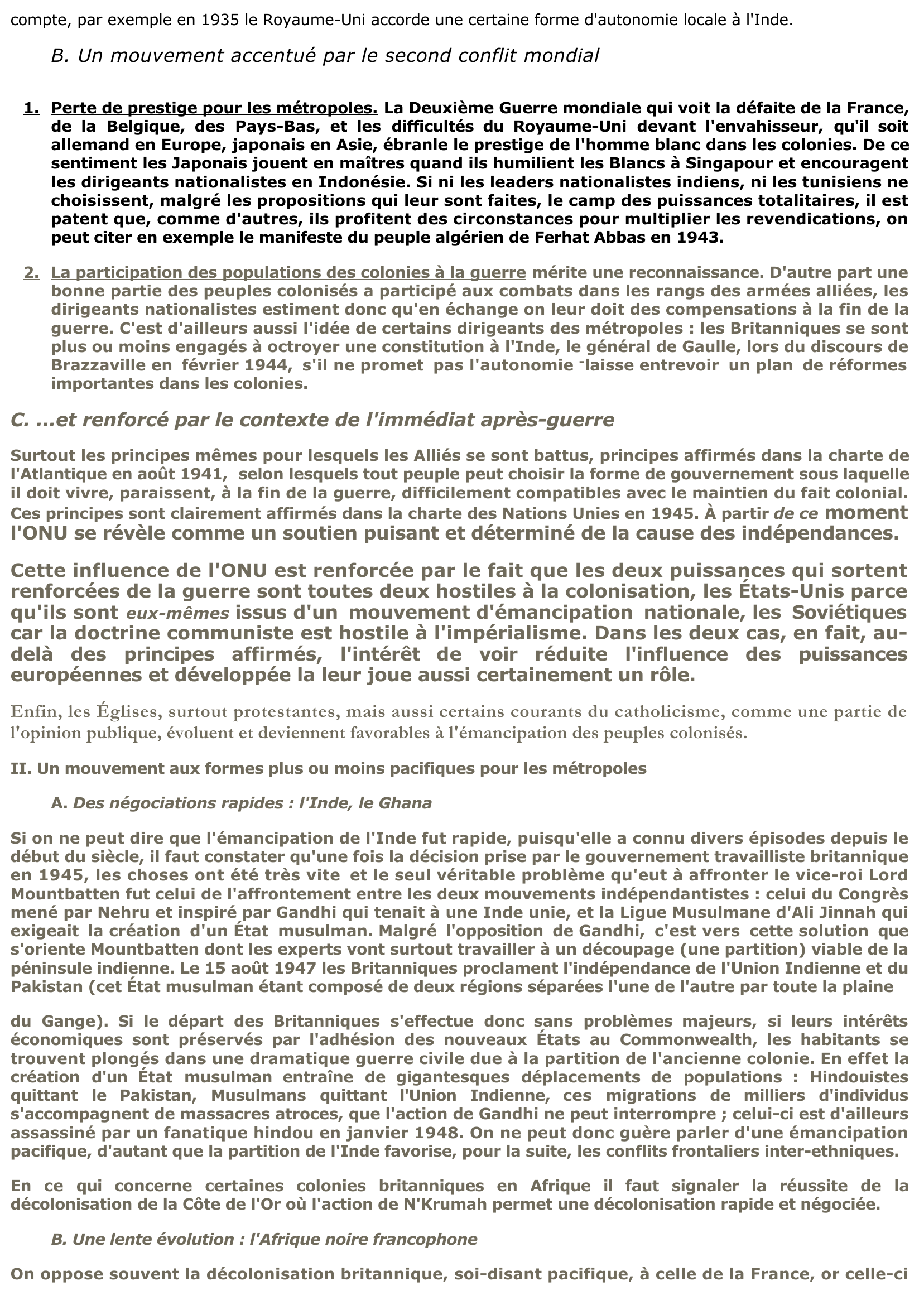 Prévisualisation du document L'émancipation des colonies (1945-1975) - Histoire