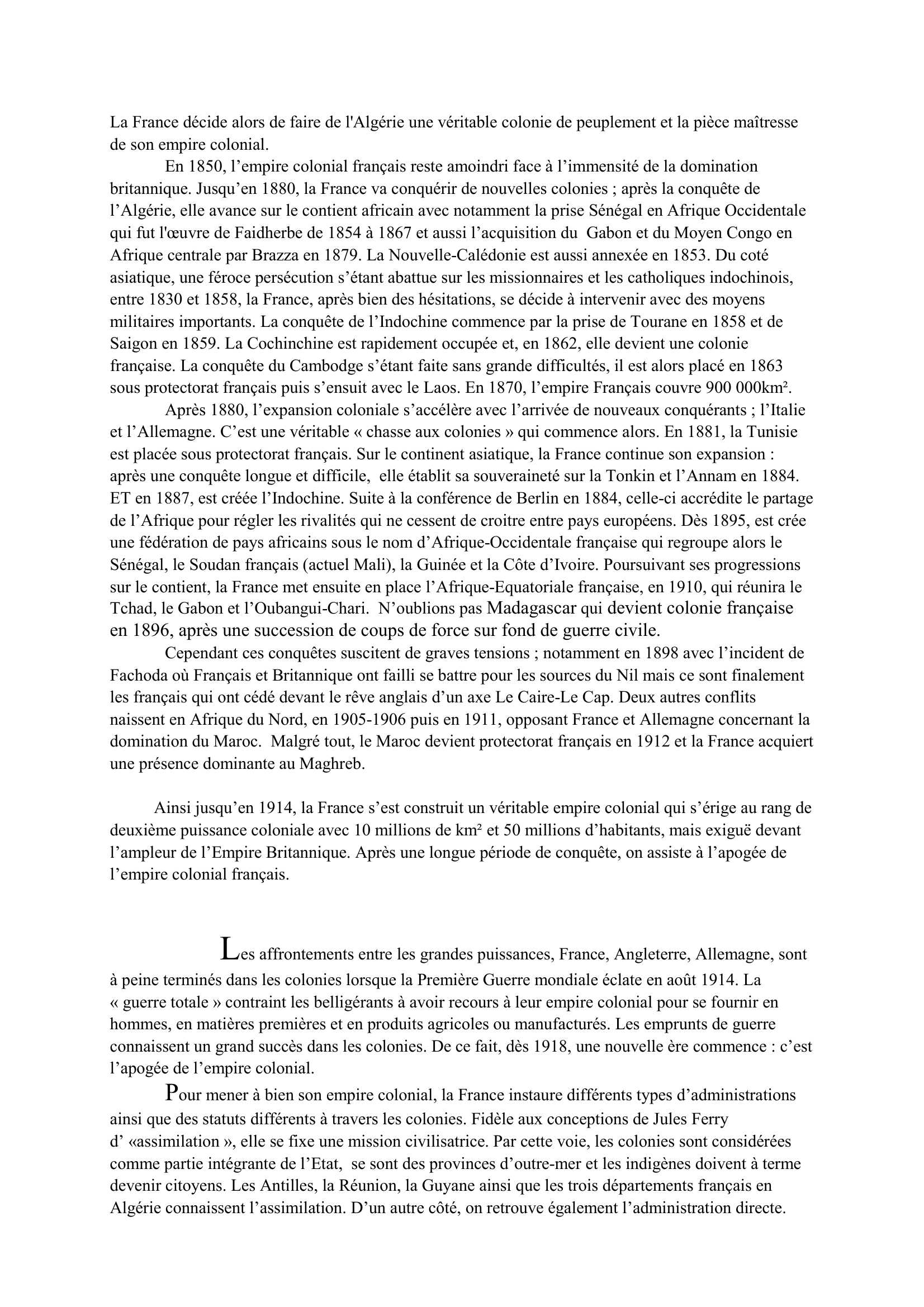 Prévisualisation du document L'EMPIRE COLONIAL FRANÇAIS DE 1850 A 1962 (HISTOIRE)