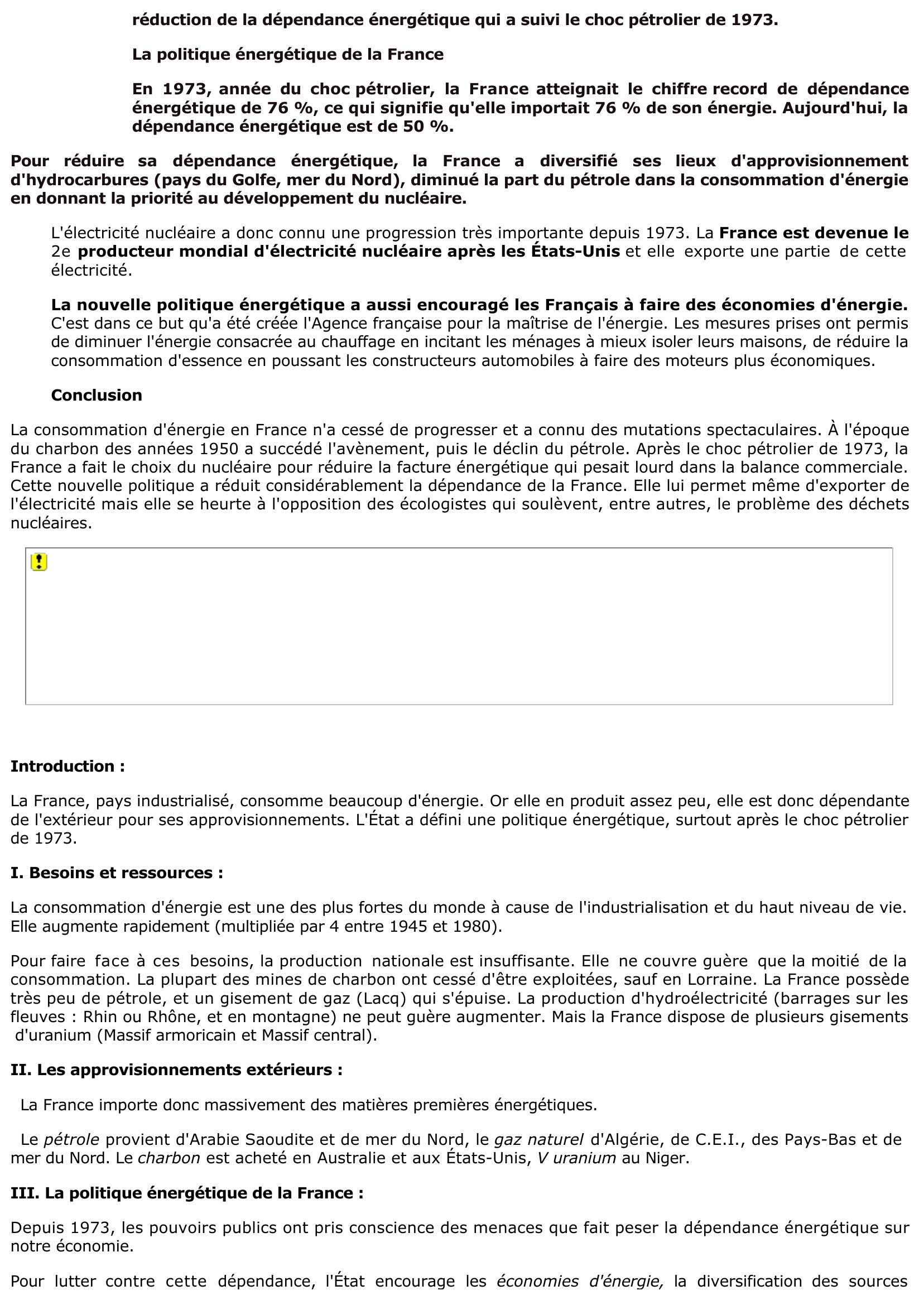 Prévisualisation du document L'énergie en France ?
