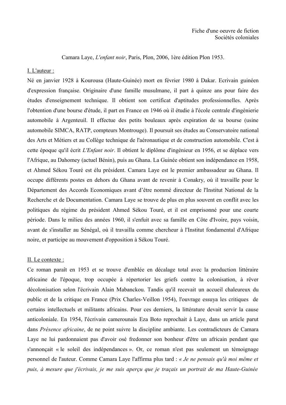 Prévisualisation du document L'enfant noir camara Laye