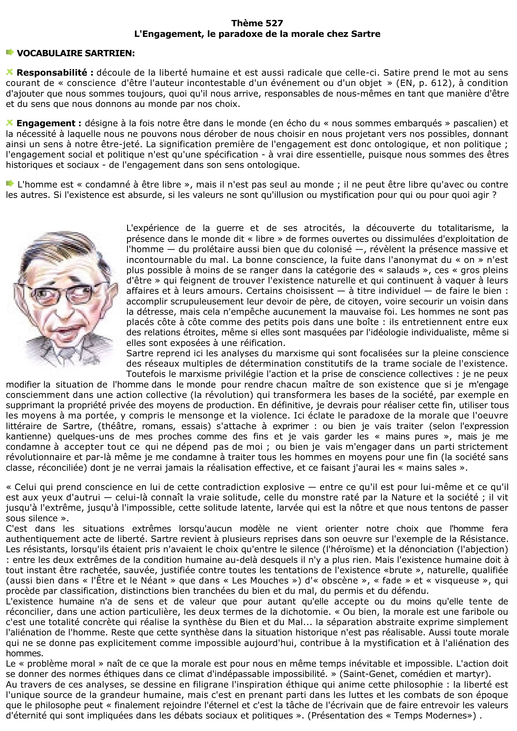 Prévisualisation du document L'Engagement, le paradoxe de la morale chez Sartre