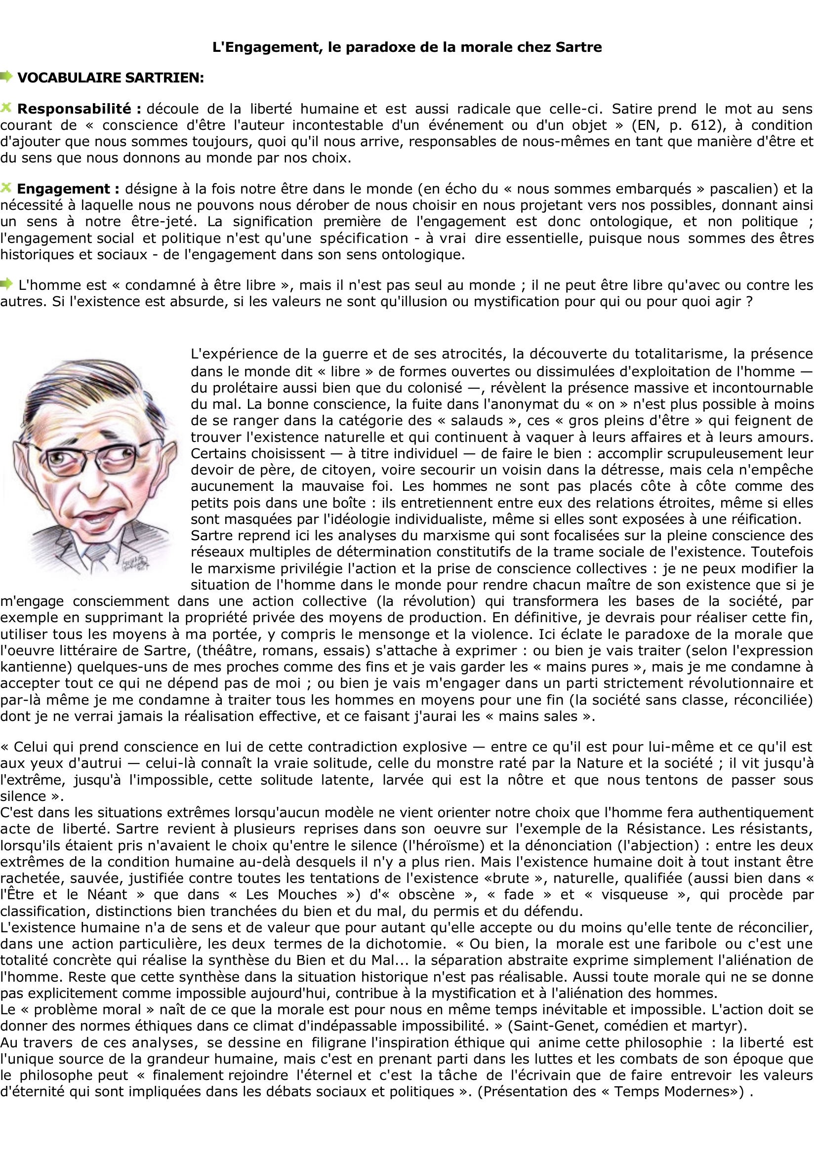 Prévisualisation du document L'Engagement, le paradoxe de la 

morale chez Sartre
