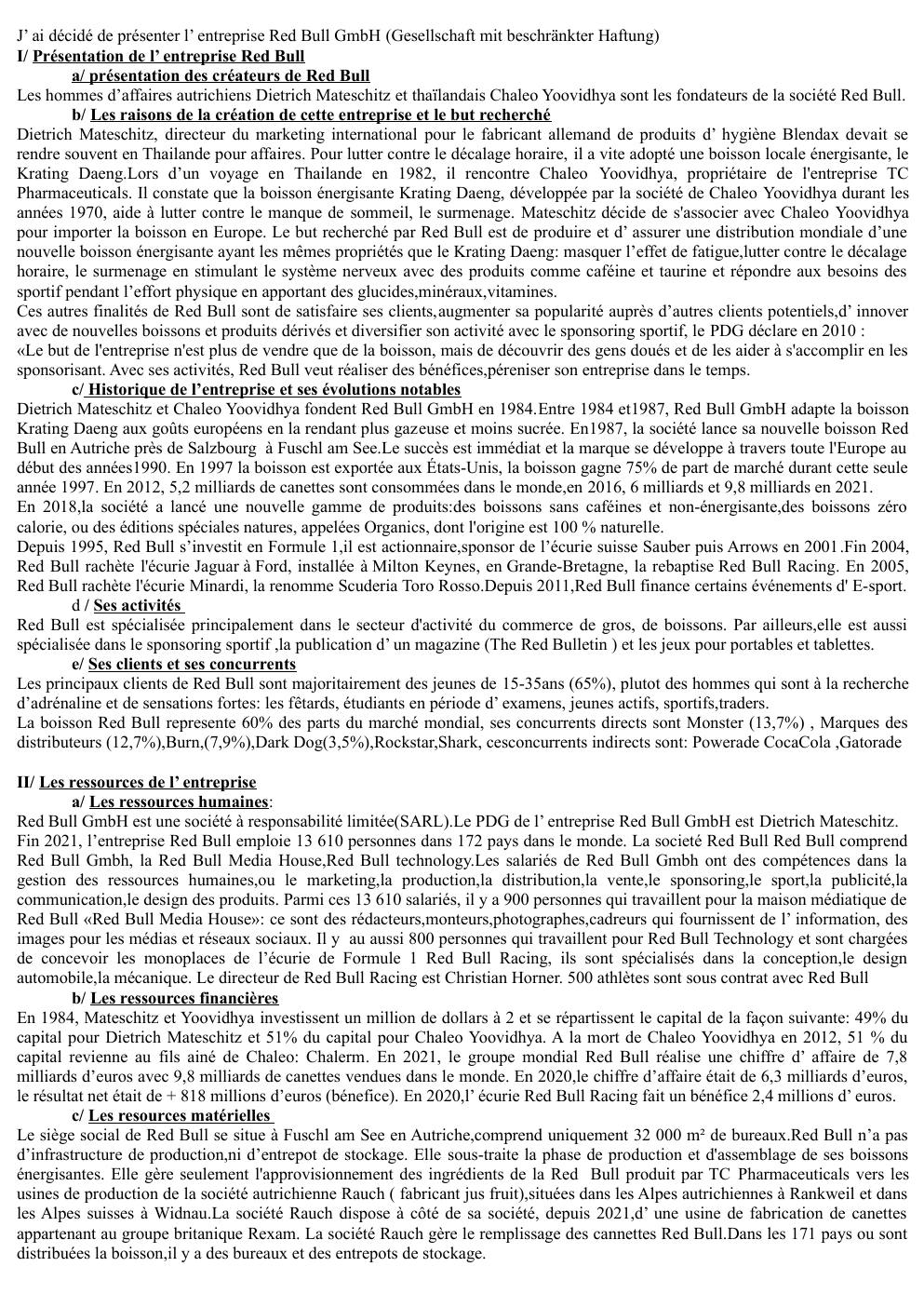 Prévisualisation du document L'entreprise Red Bull GmbH (Gesellschaft mit beschränkter Haftung)