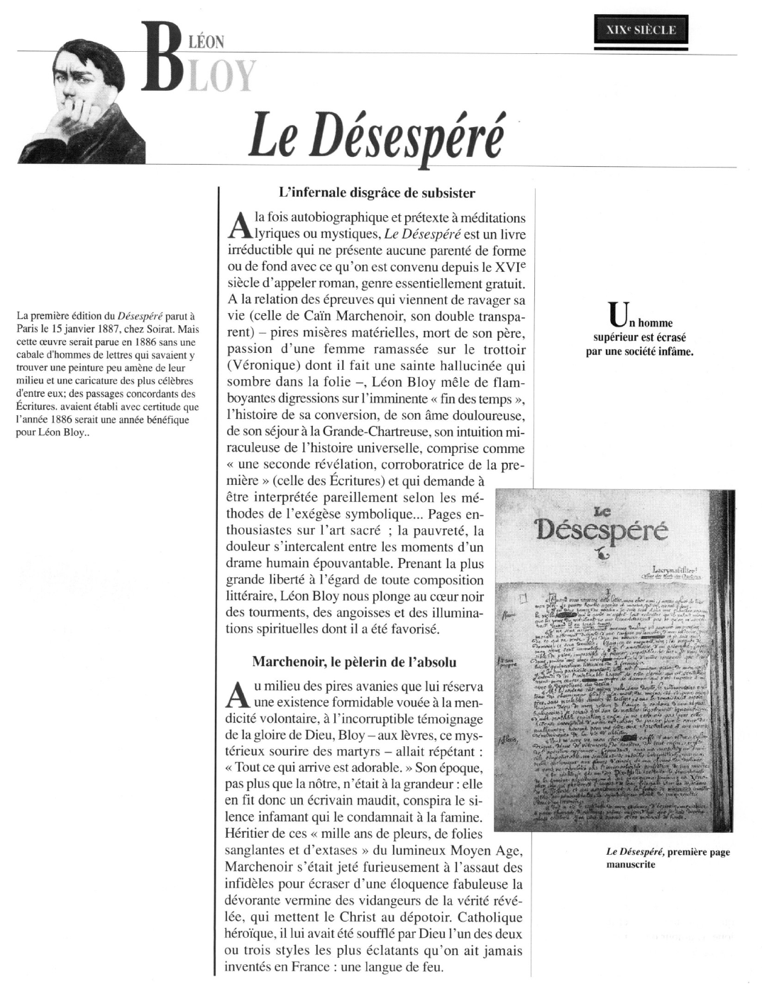 Prévisualisation du document LÉON BLOY:Le Désespéré.