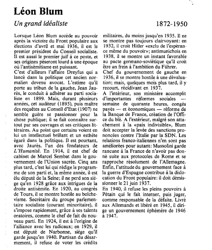 Prévisualisation du document Léon BlumUn grand idéaliste.