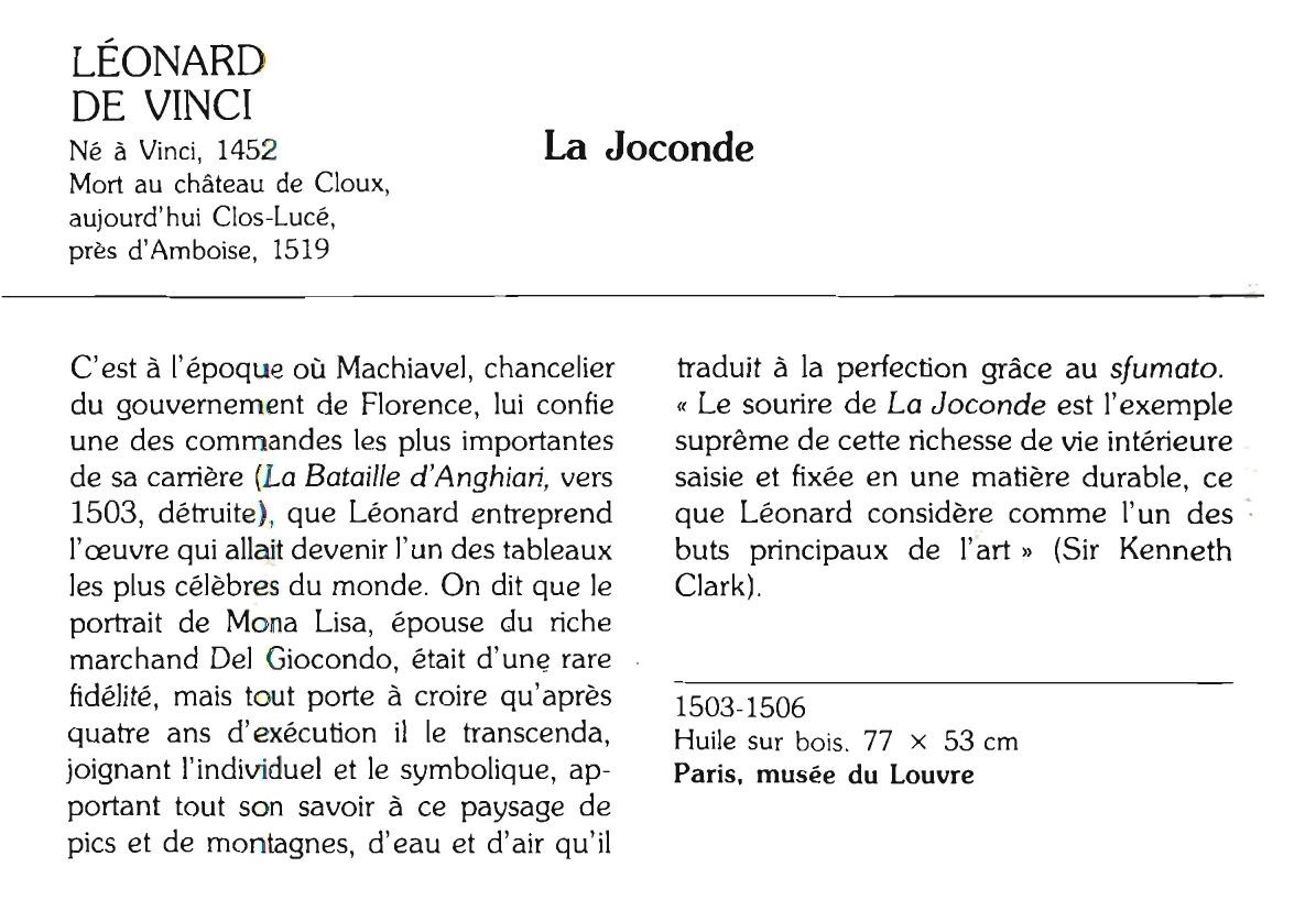 Prévisualisation du document LÉONARD DE VINCI: La Joconde
