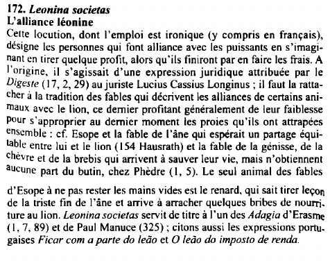 Prévisualisation du document Leonina societas / L'alliance léonine