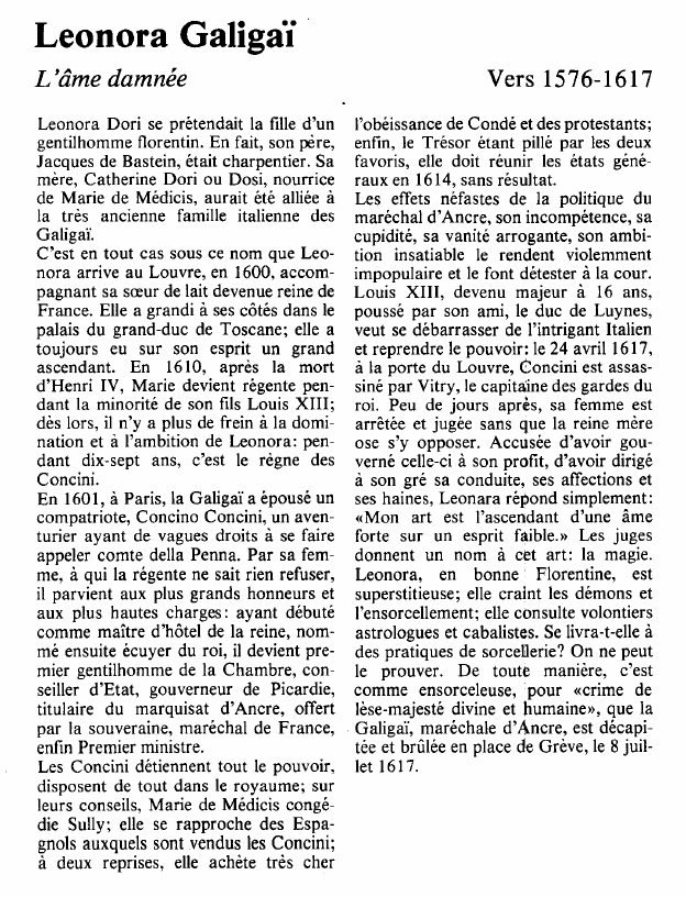 Prévisualisation du document Leonora GaligaïL'âme damnée.