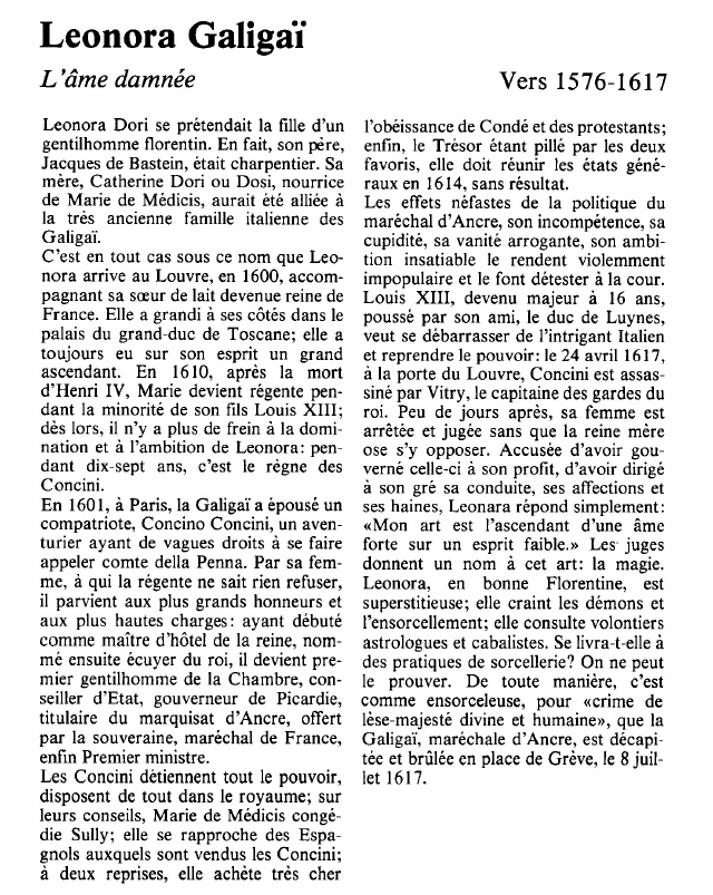 Prévisualisation du document Leonora GaligaïL'âme damnée.