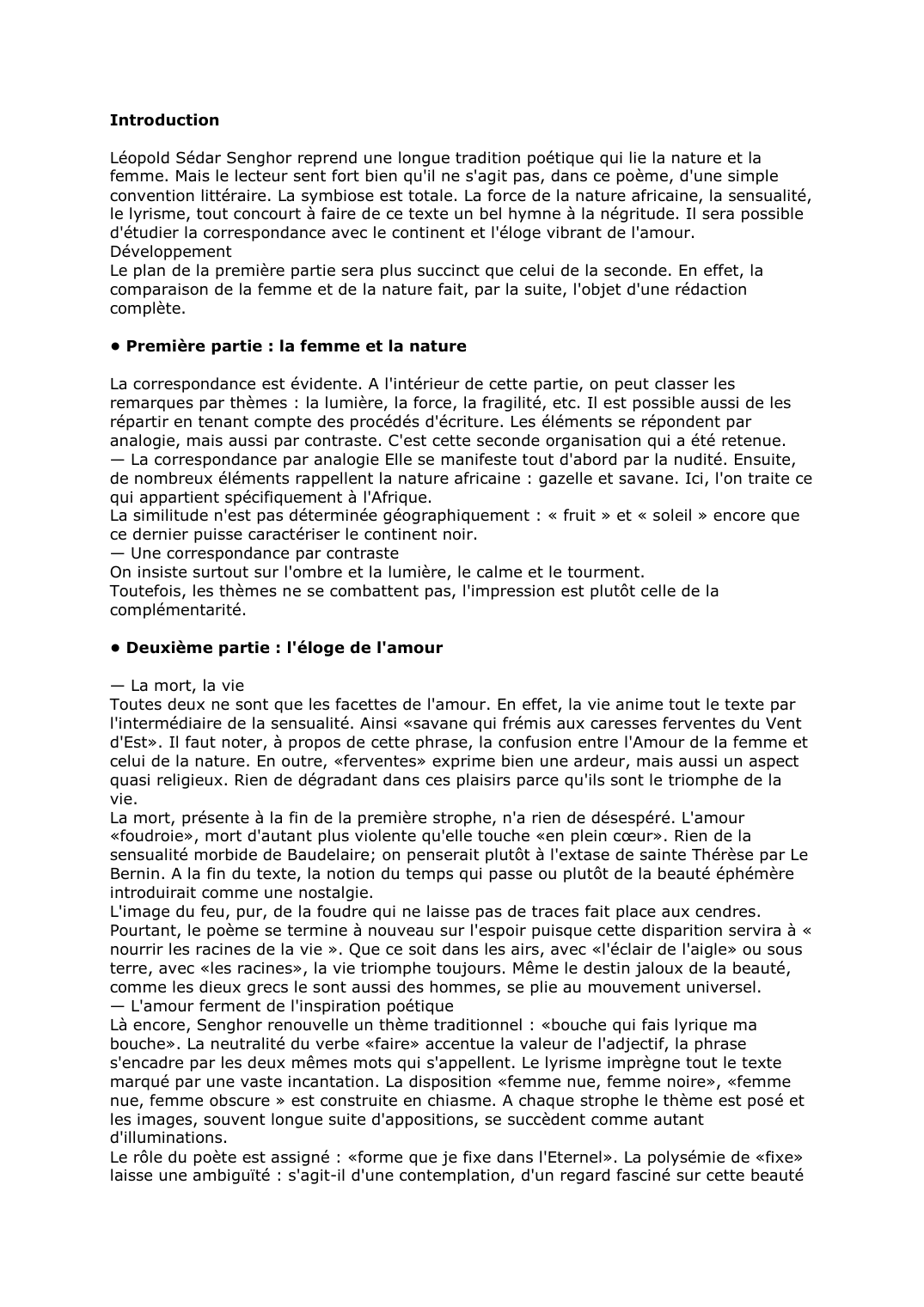 Prévisualisation du document Léopold Sédar Senghor: femme, amour et nature