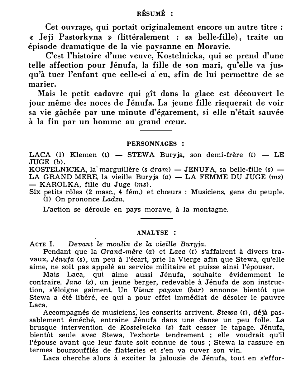 Prévisualisation du document Léos JANACEK: JÉNUFA (résumé et analyse de l’œuvre – Répertoire lyrique)