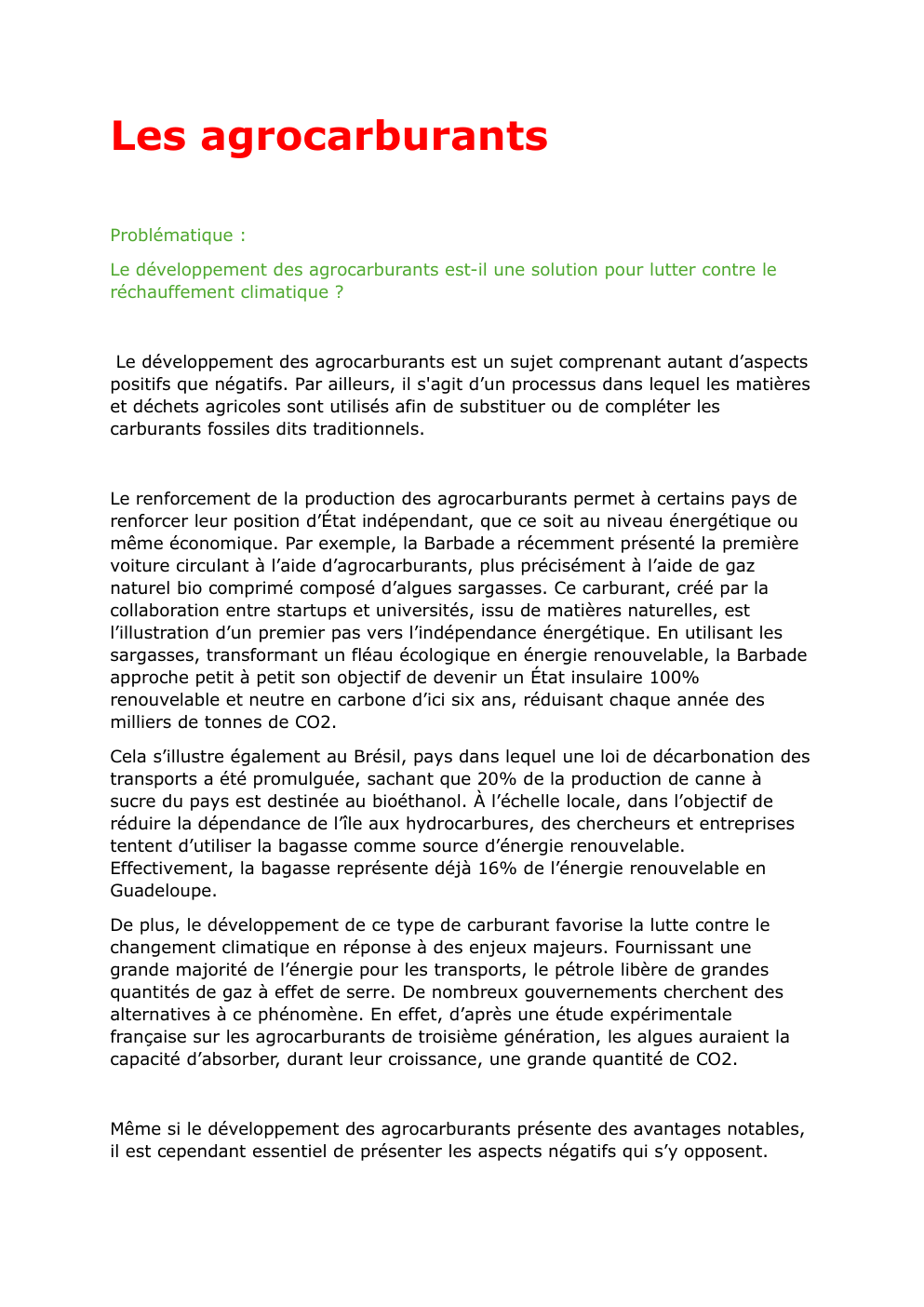 Prévisualisation du document Les Agrocarburants