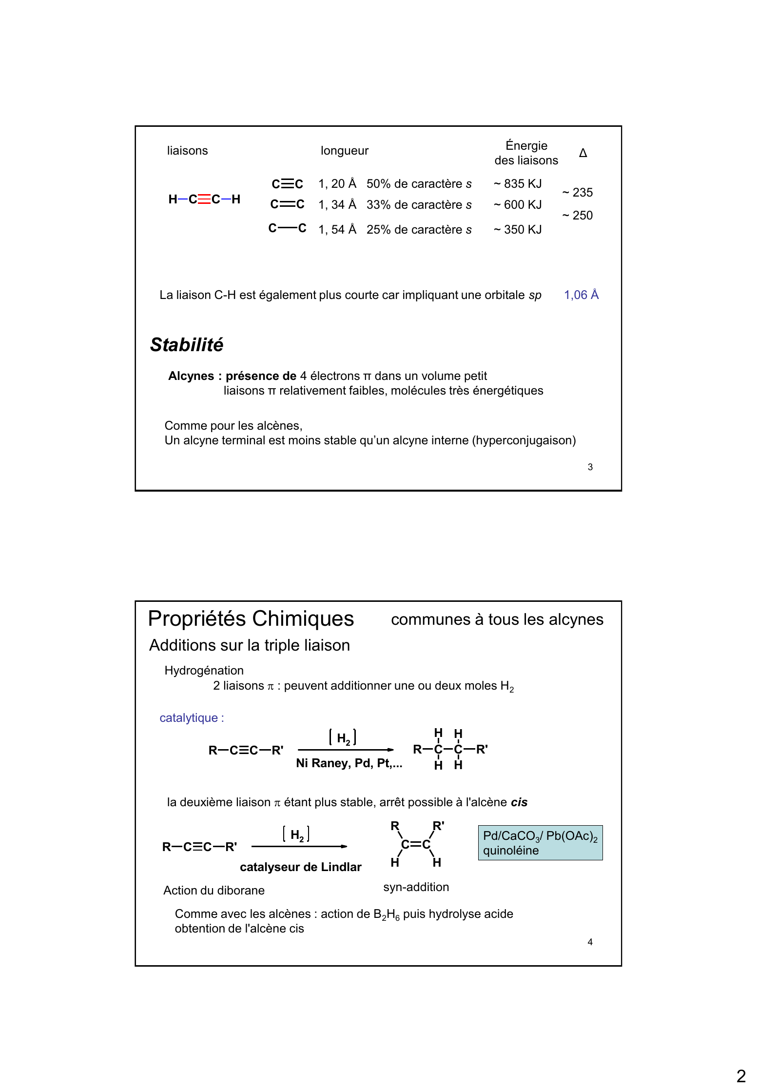 Prévisualisation du document LES ALCYNES

H

RCC

R C C R'
acétyléniques disubstitués
ou
alcynes internes

acétyléniques vrais
ou
alcynes terminaux

1

Structure
CH3 C

C