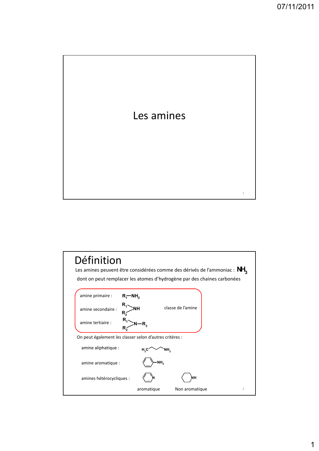 Prévisualisation du document Les amines