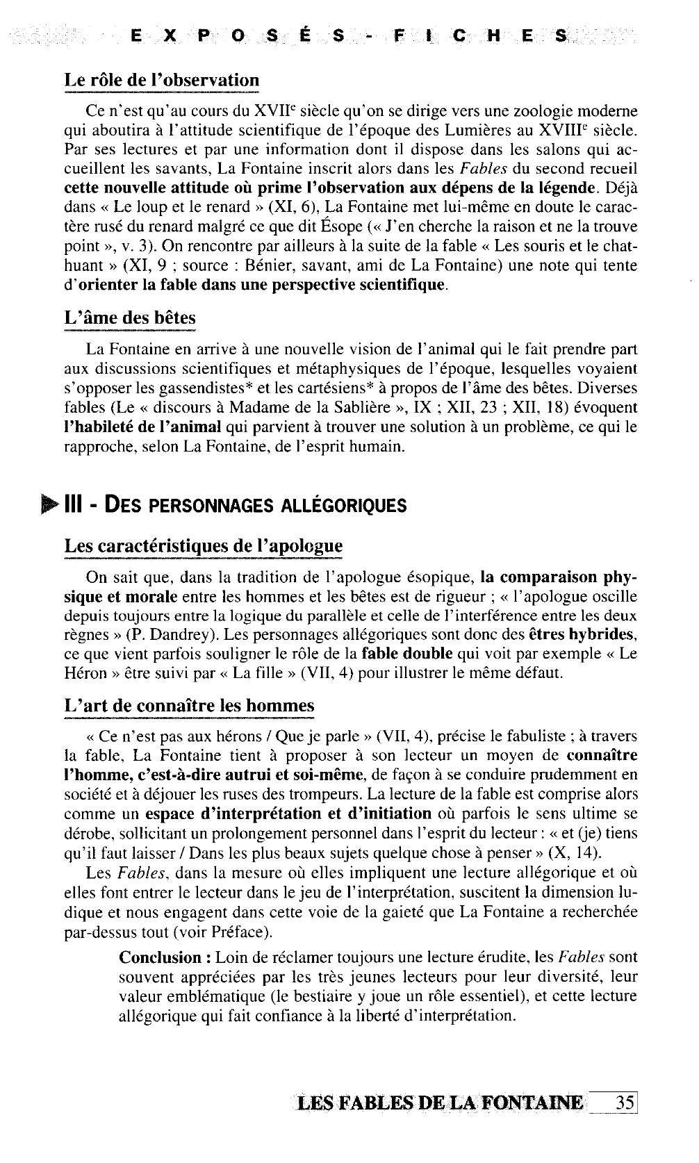 Prévisualisation du document Les animaux et les hommes dans les Fables - La Fontaine (analyse littéraire)