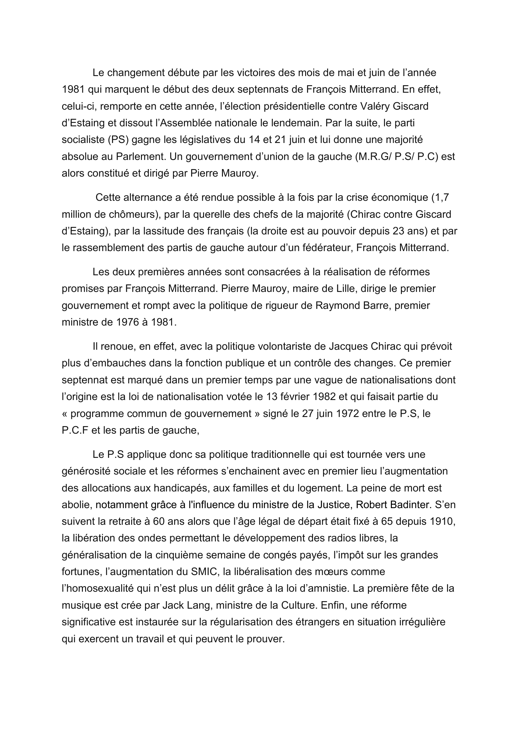Prévisualisation du document Les années François Mitterrand (1981-1995) - histoire