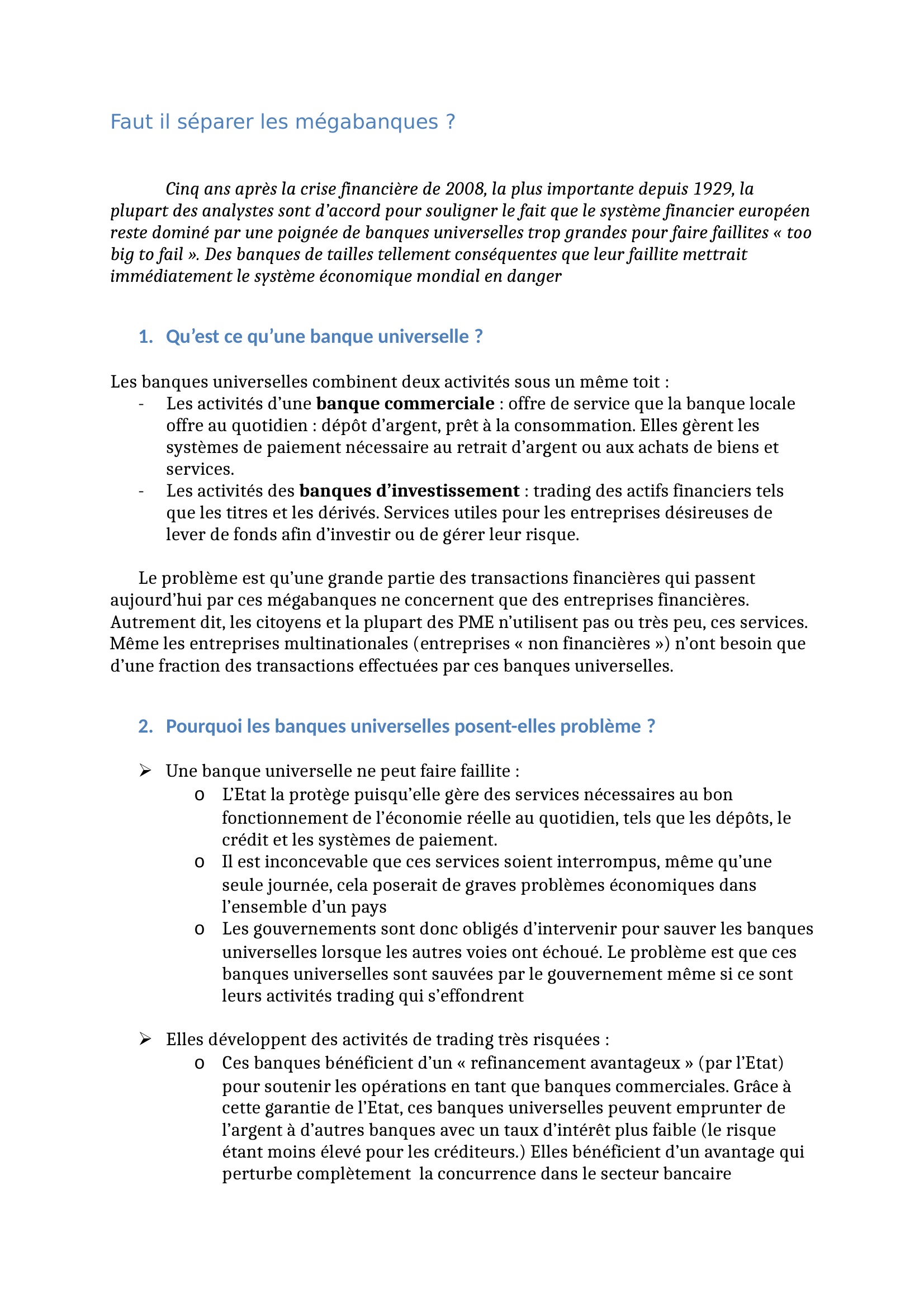 Prévisualisation du document Les banques universelles