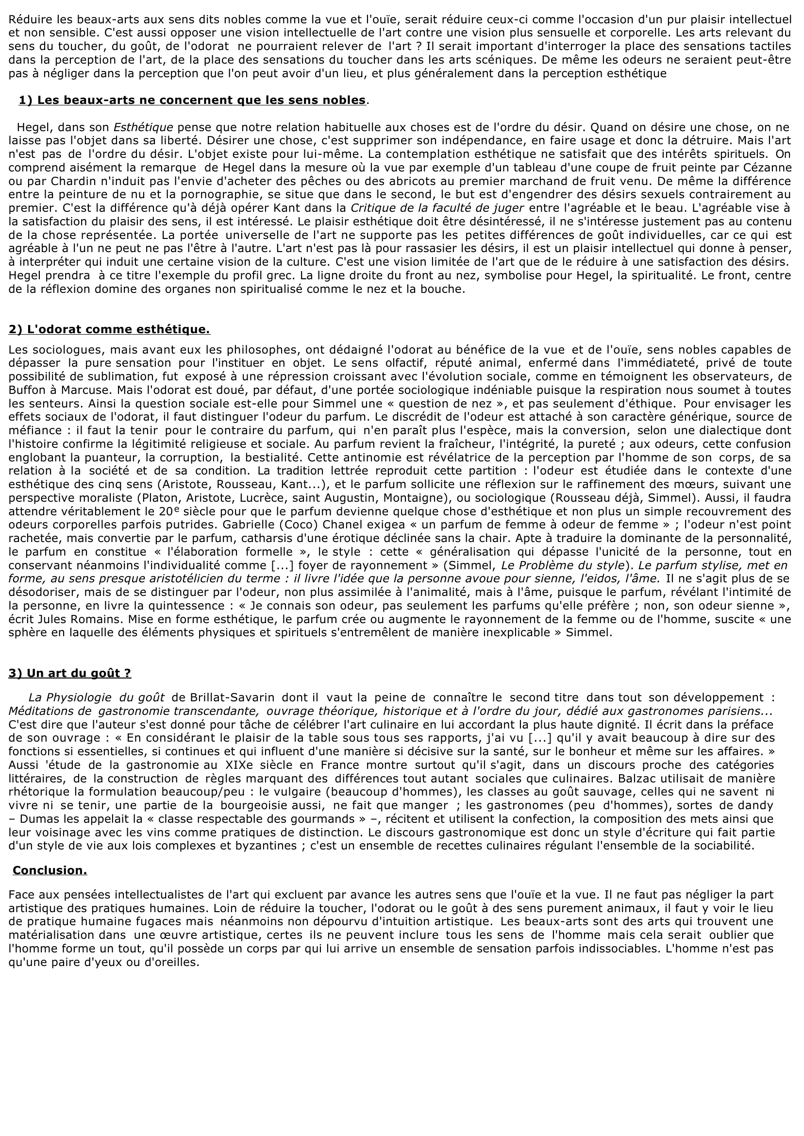 Prévisualisation du document Les beaux-arts ne s'adressent-ils qu'à la vue et à l'ouie ?