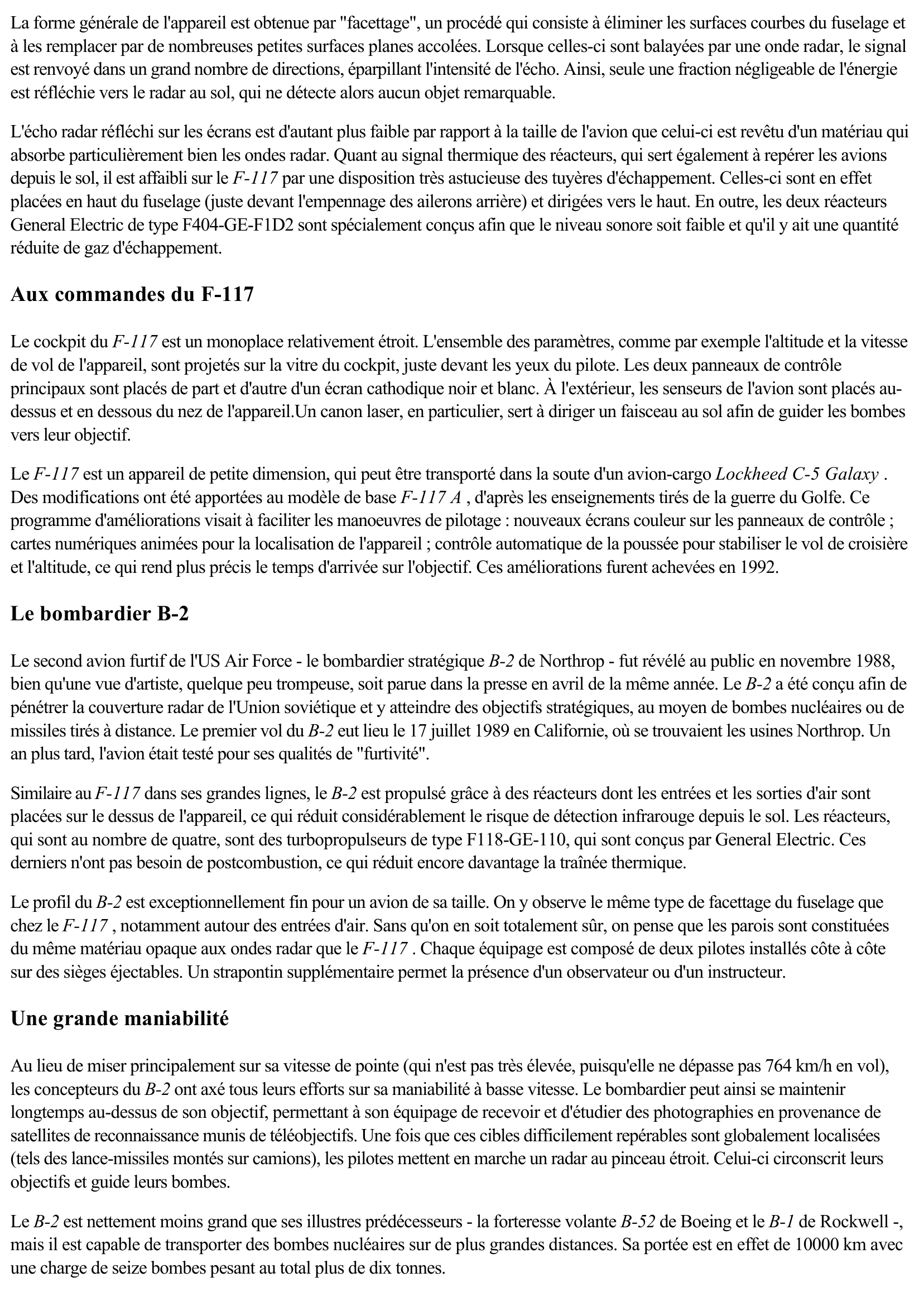 Prévisualisation du document Les bombardiers F-117 et B-2 (Sciences & Techniques)