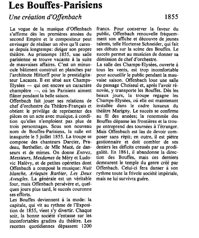 Prévisualisation du document Les Bouffes-ParisiensUne création d'Offenbach.