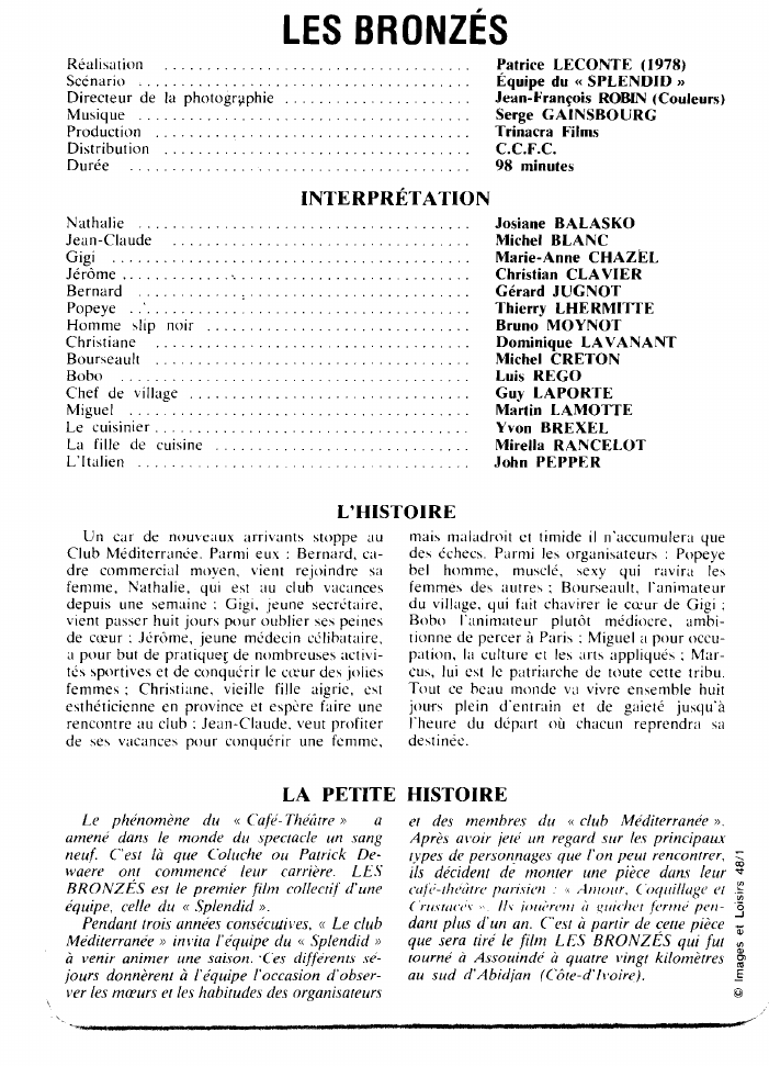 Prévisualisation du document LES BRONZÉS   