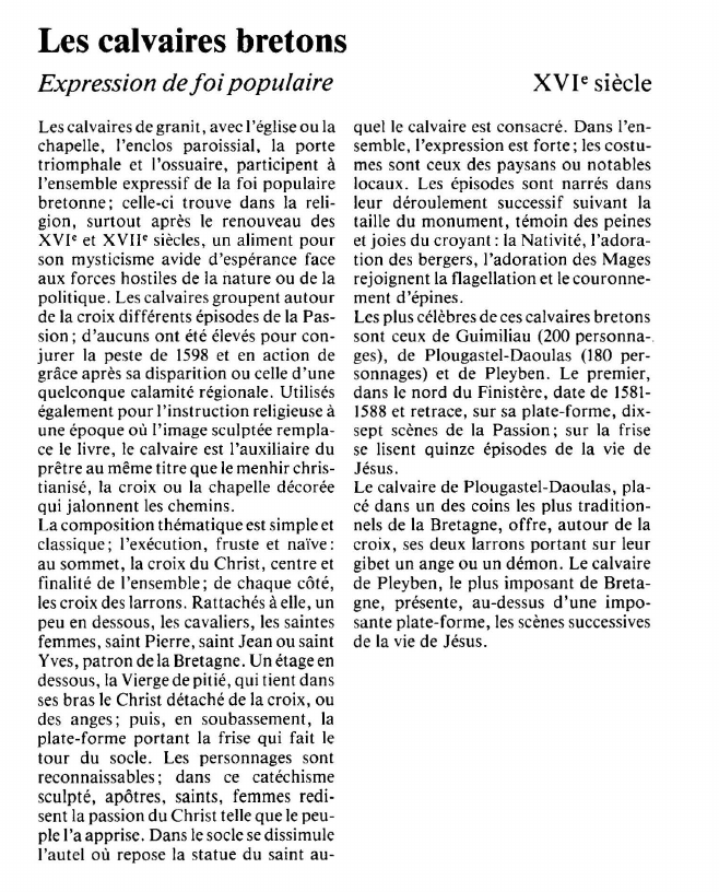 Prévisualisation du document Les calvaires bretonsExpression de foi populaire.
