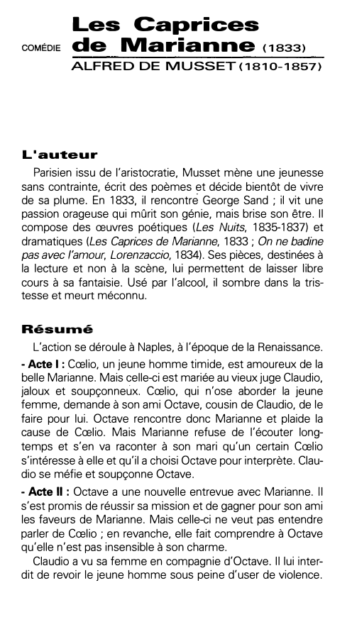 Prévisualisation du document Les Caprices de Marianne <1833> d'ALFRED DE MUSSET(181O-1857)