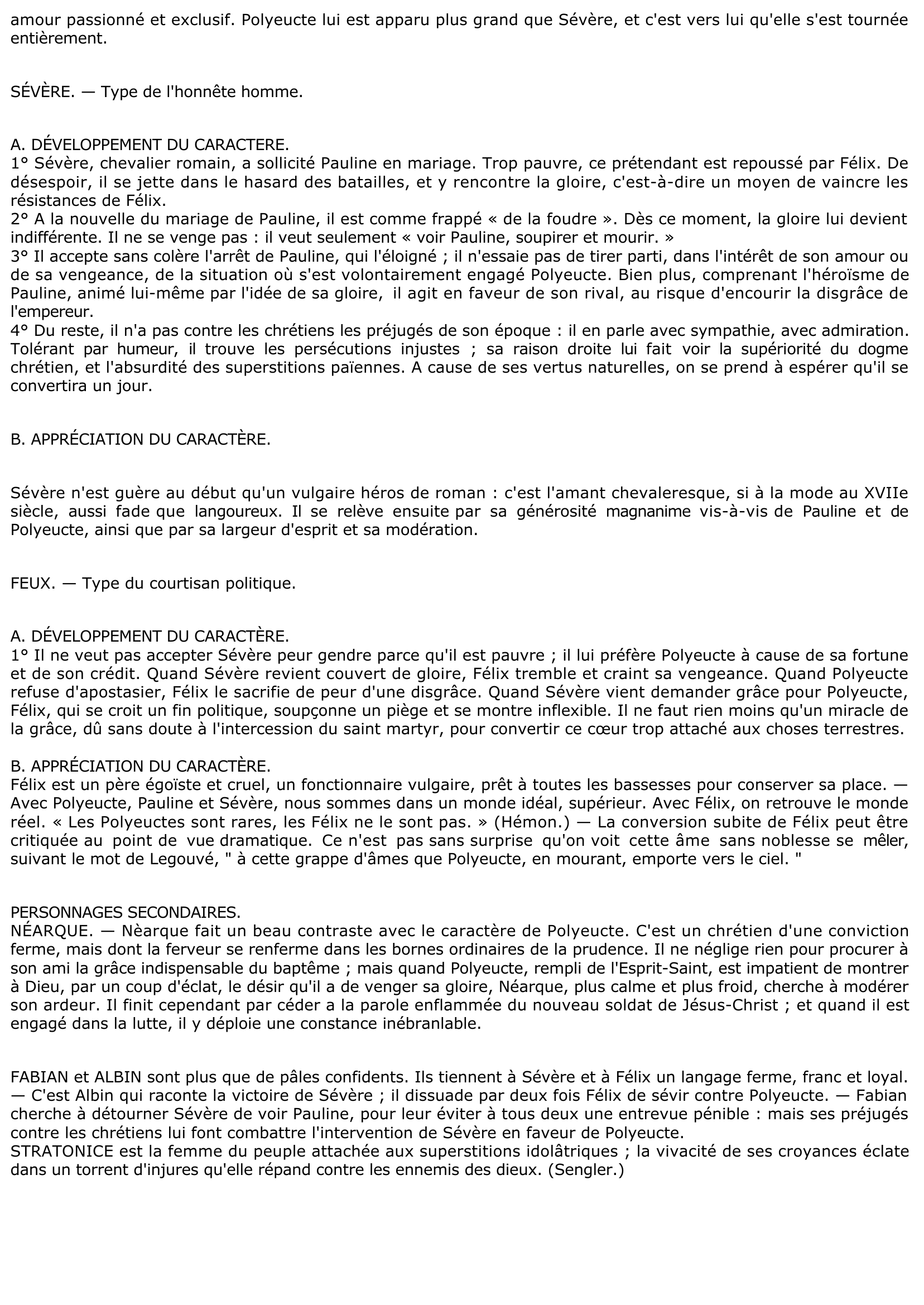 Prévisualisation du document LES CARACTÈRES DANS POLYEUCTE DE CORNEILLE
