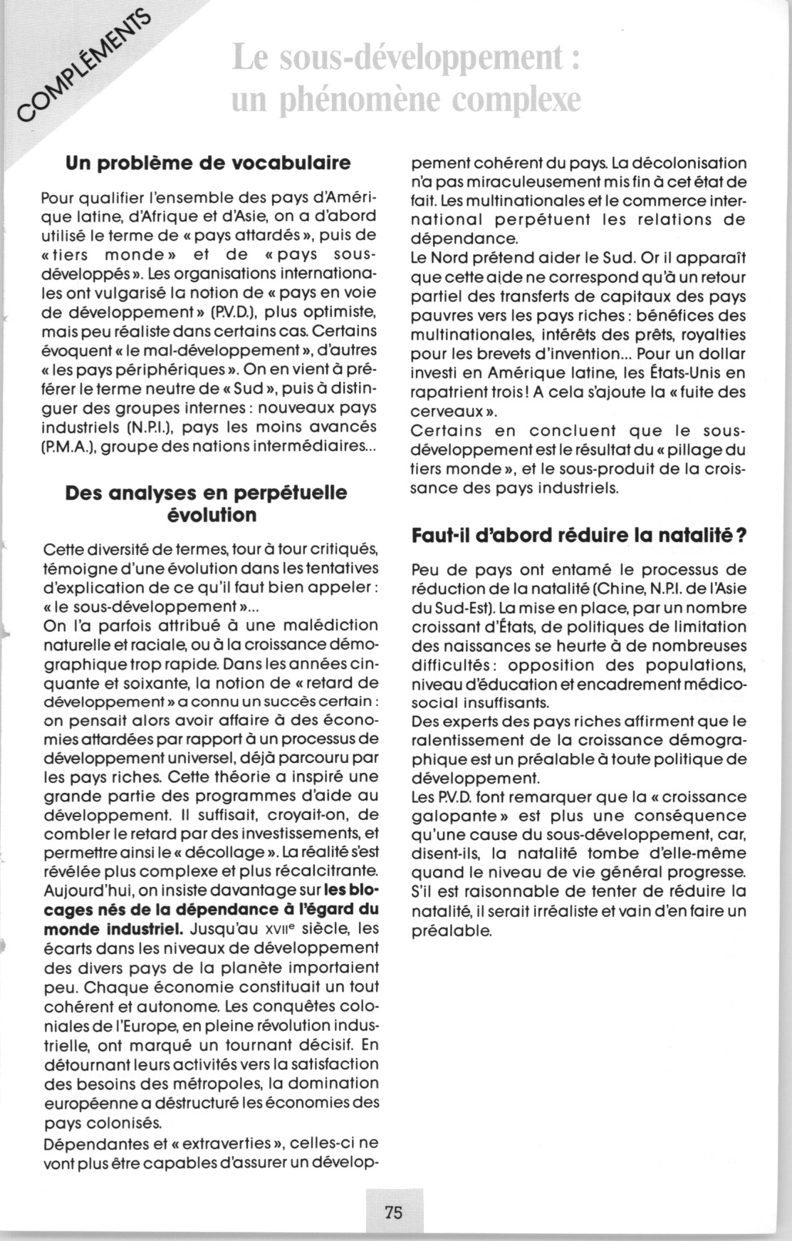 Prévisualisation du document Les caractères du sous-développement