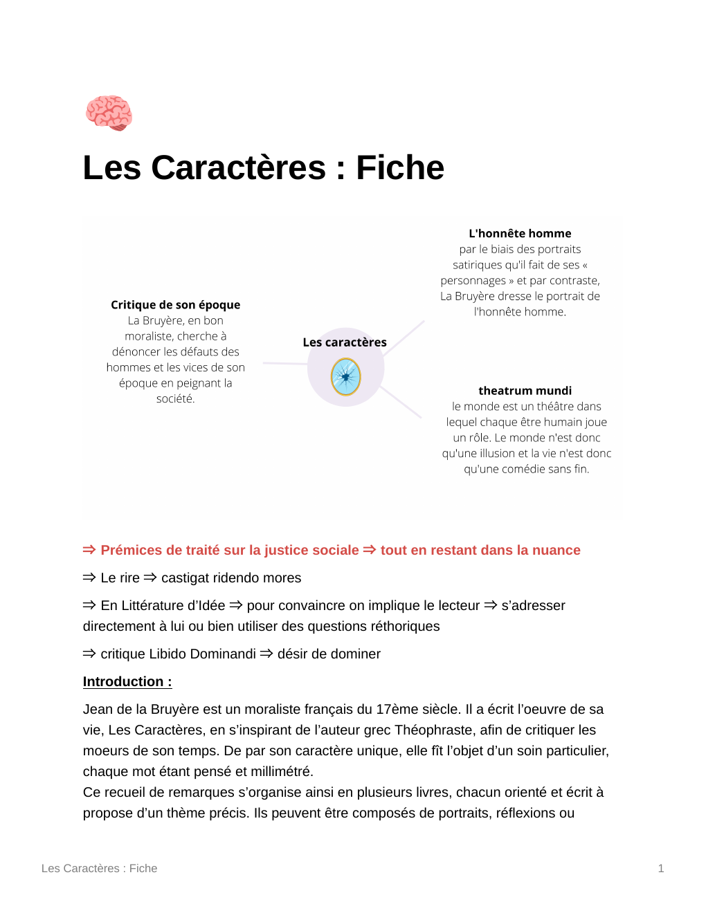 Prévisualisation du document Les caractères fiche finale de révision en français