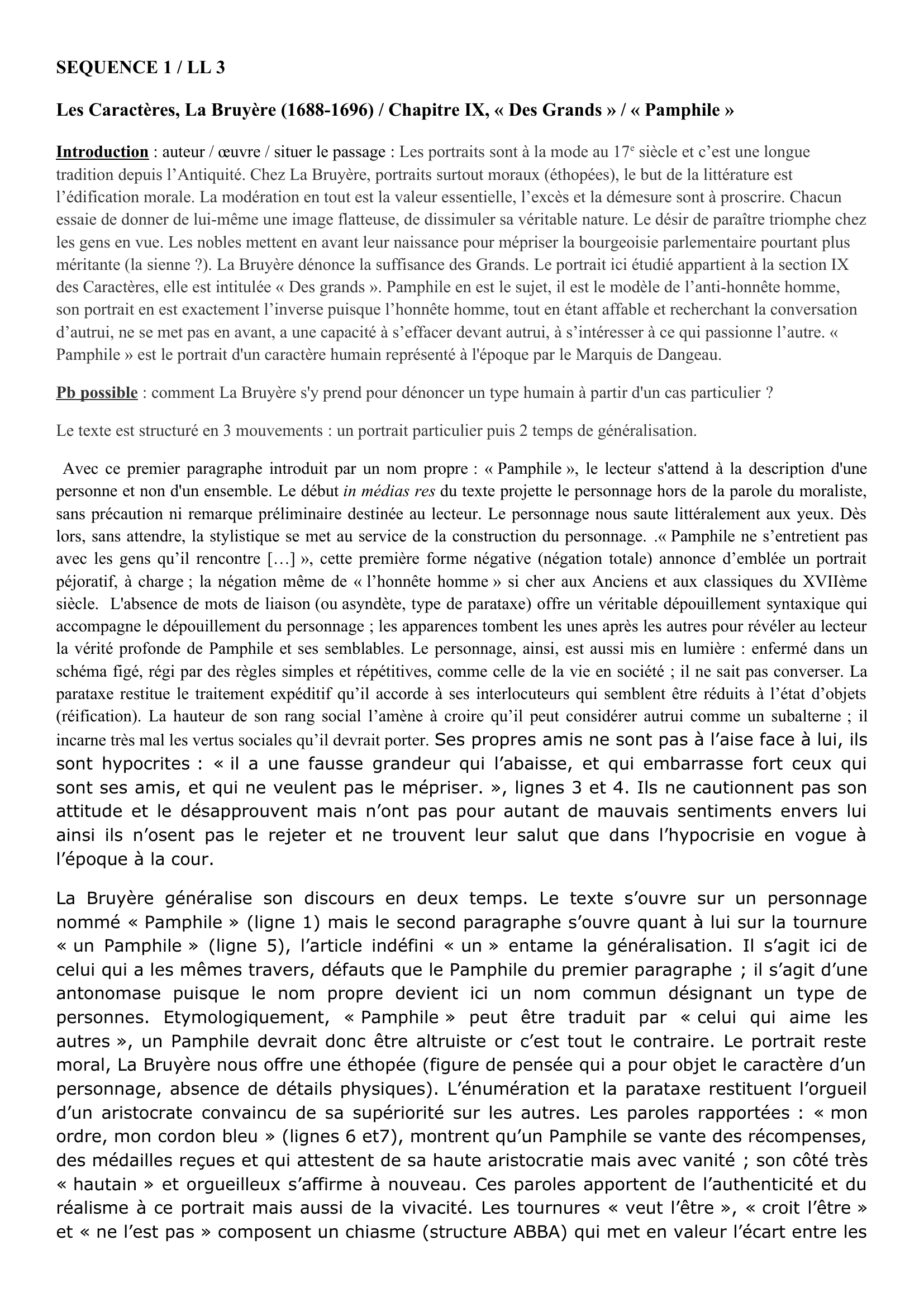 Prévisualisation du document Les Caractères, La Bruyère (1688-1696) / Chapitre IX, « Des Grands » / « Pamphile »