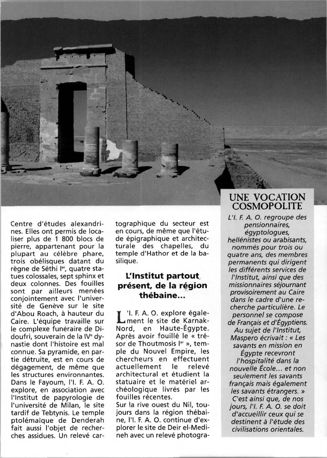 Prévisualisation du document Les chantiers de fouilles en Egypte