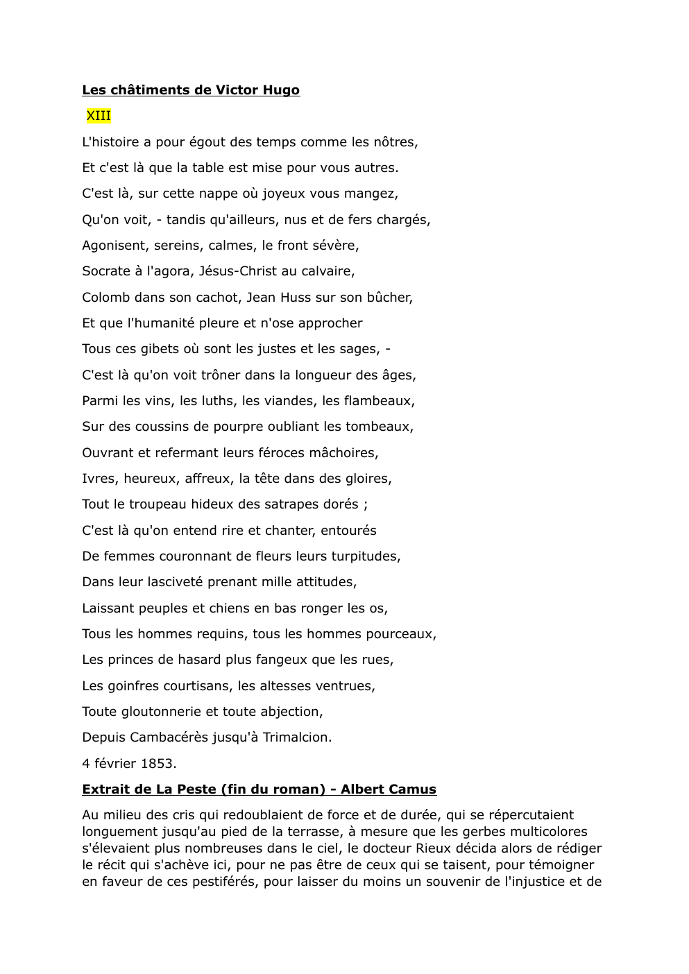 Prévisualisation du document Les châtiments de Victor Hugo XIII