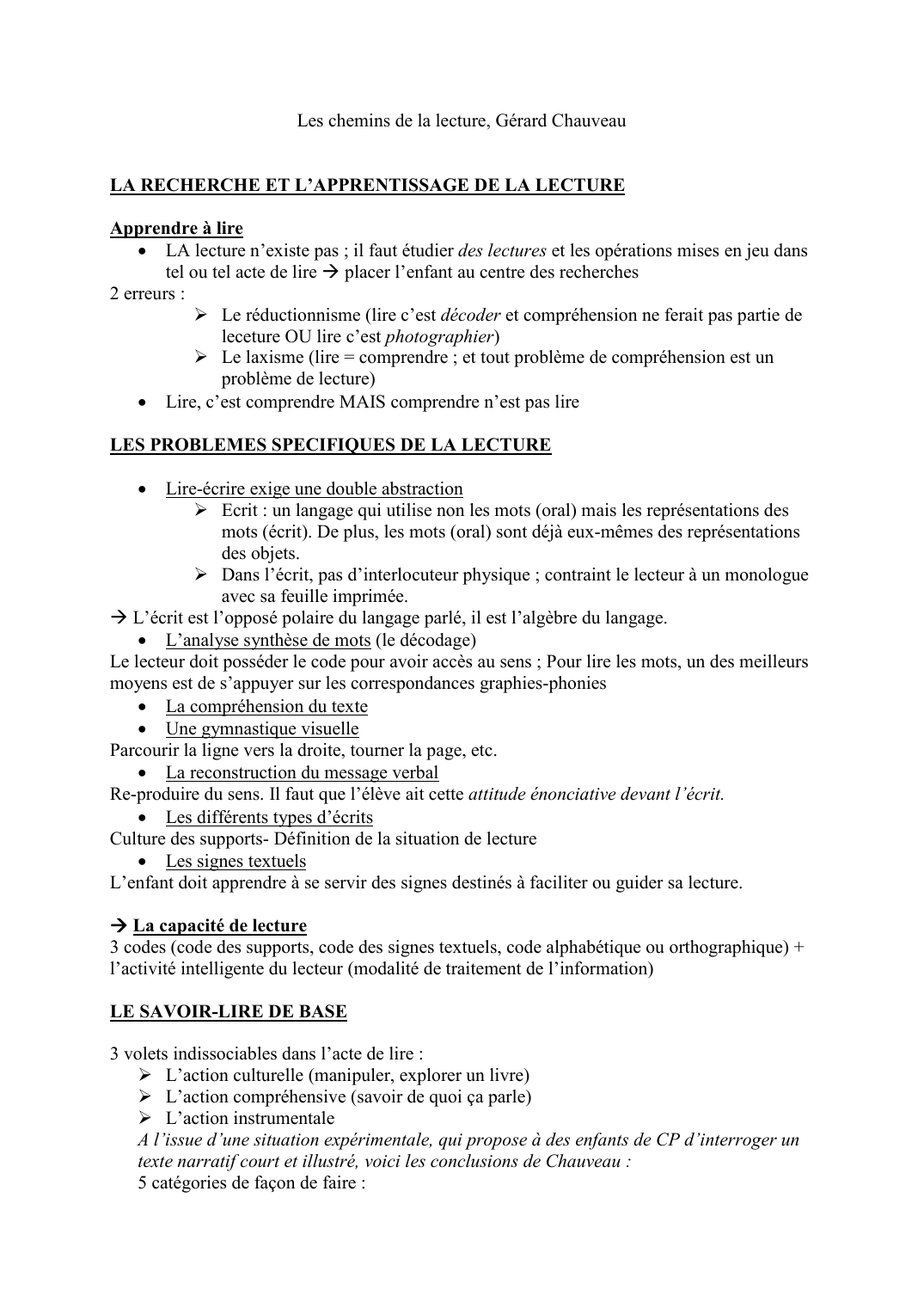 Prévisualisation du document Les chemins de la lecture, Gérard ChauveauLA RECHERCHE ET L'APPRENTISSAGE