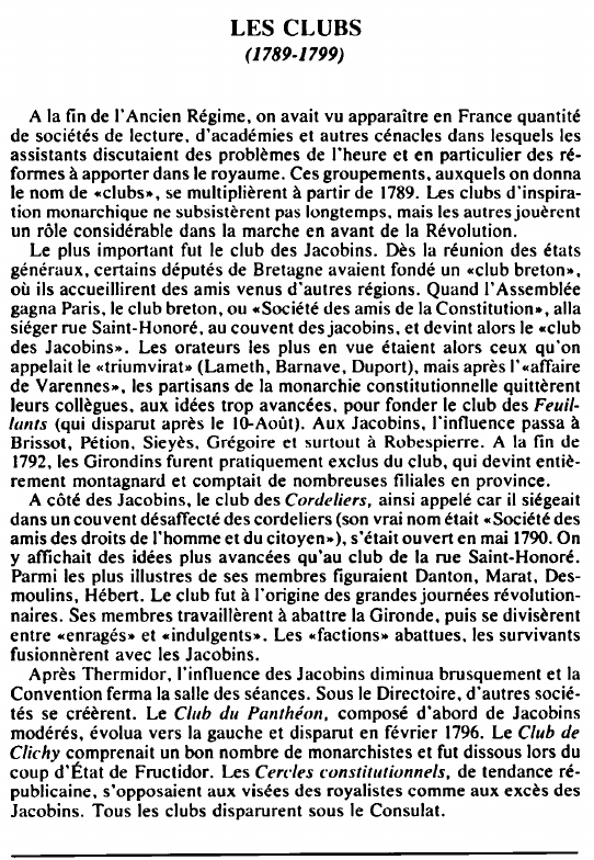 Prévisualisation du document LES CLUBS(1789-1799) - HISTOIRE.