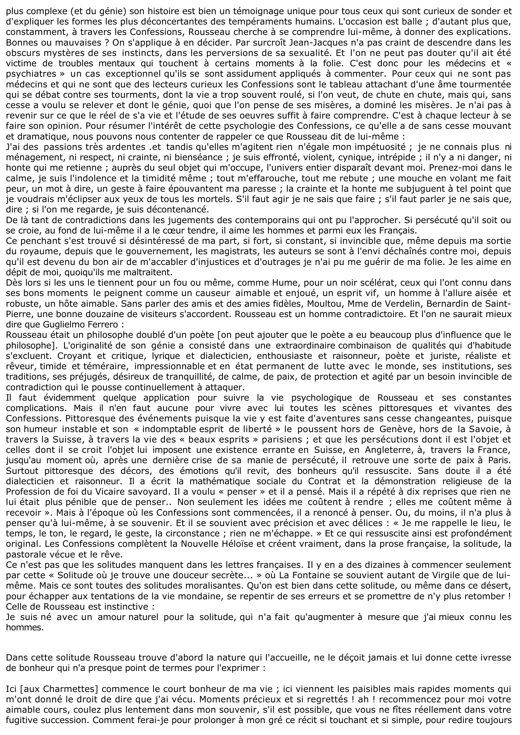 Prévisualisation du document LES CONFESSIONS DE ROUSSEAU (ANALYSE DE L'OEUVRE)