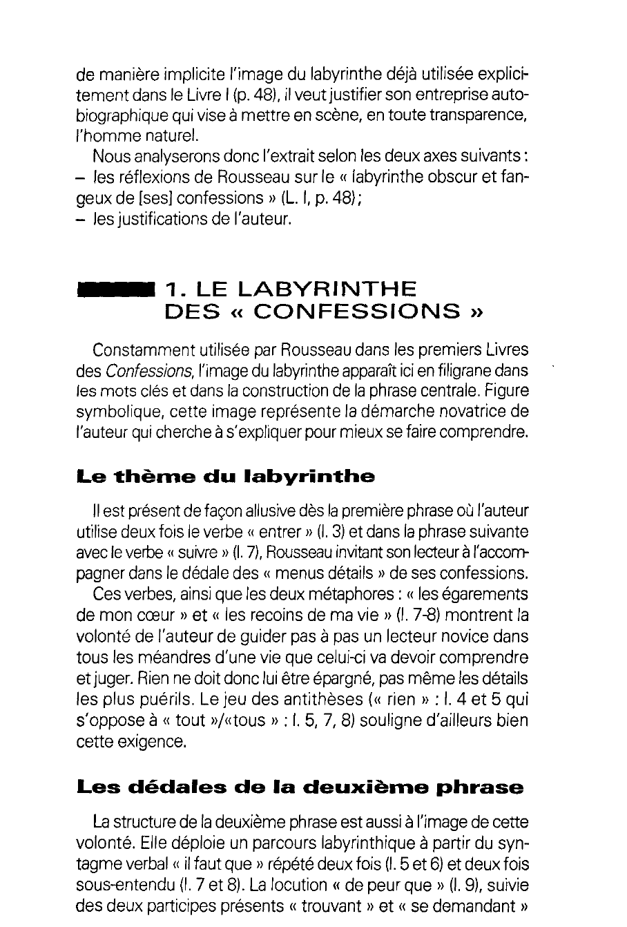 Prévisualisation du document Les Confessions, Livre II, p. 96. Lecture méthodique - Rousseau