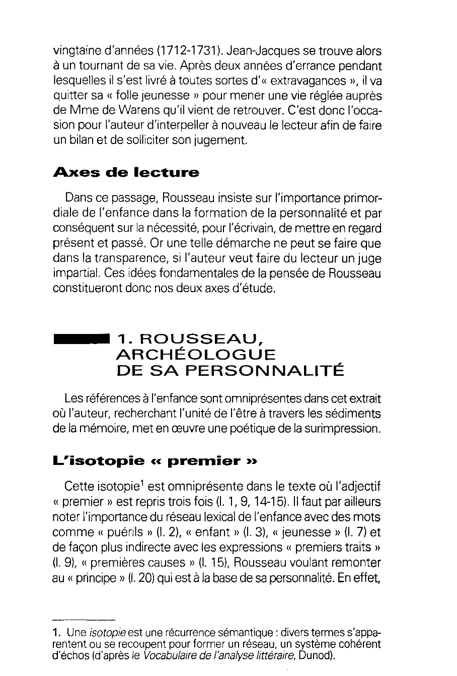 Prévisualisation du document Les Confessions, Livre IV, p. 229-230. Lecture méthodique - Rousseau