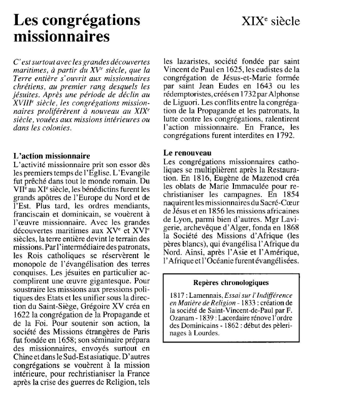 Prévisualisation du document Les congrégationsmissionnaires.