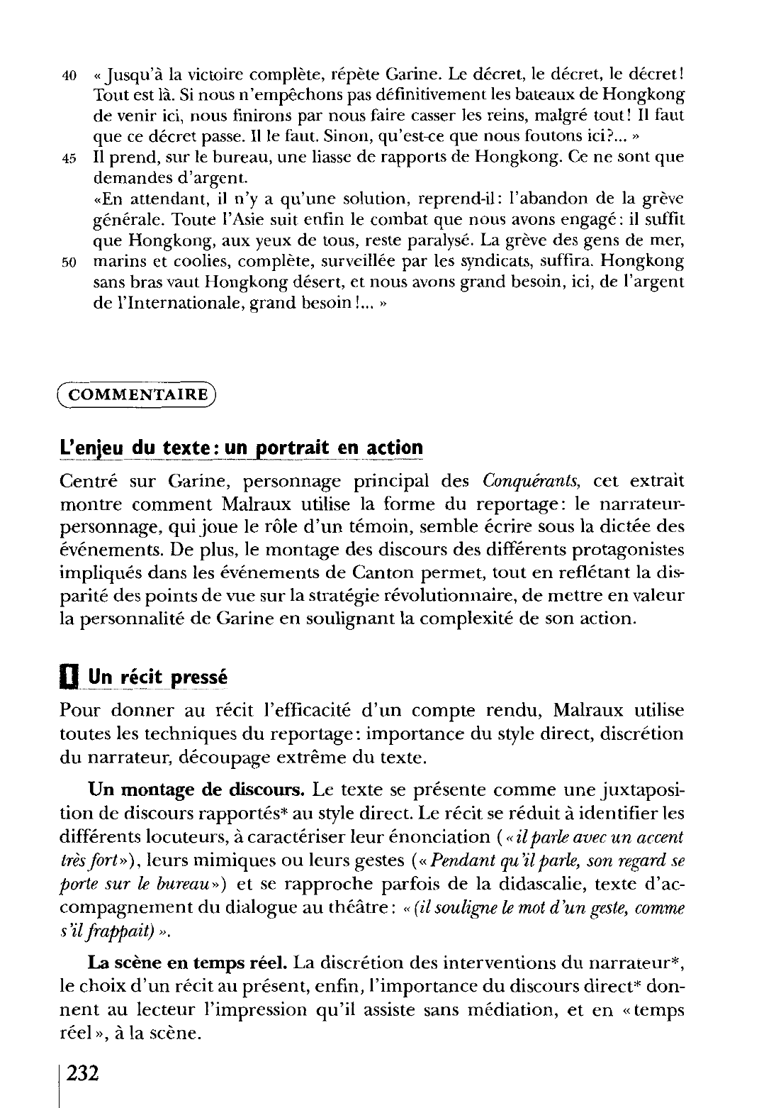 Prévisualisation du document Les Conquérants  Les Conquérants, IIe partie, Le Livre de Poche (Grasset), pp. 212-215. Commentaire