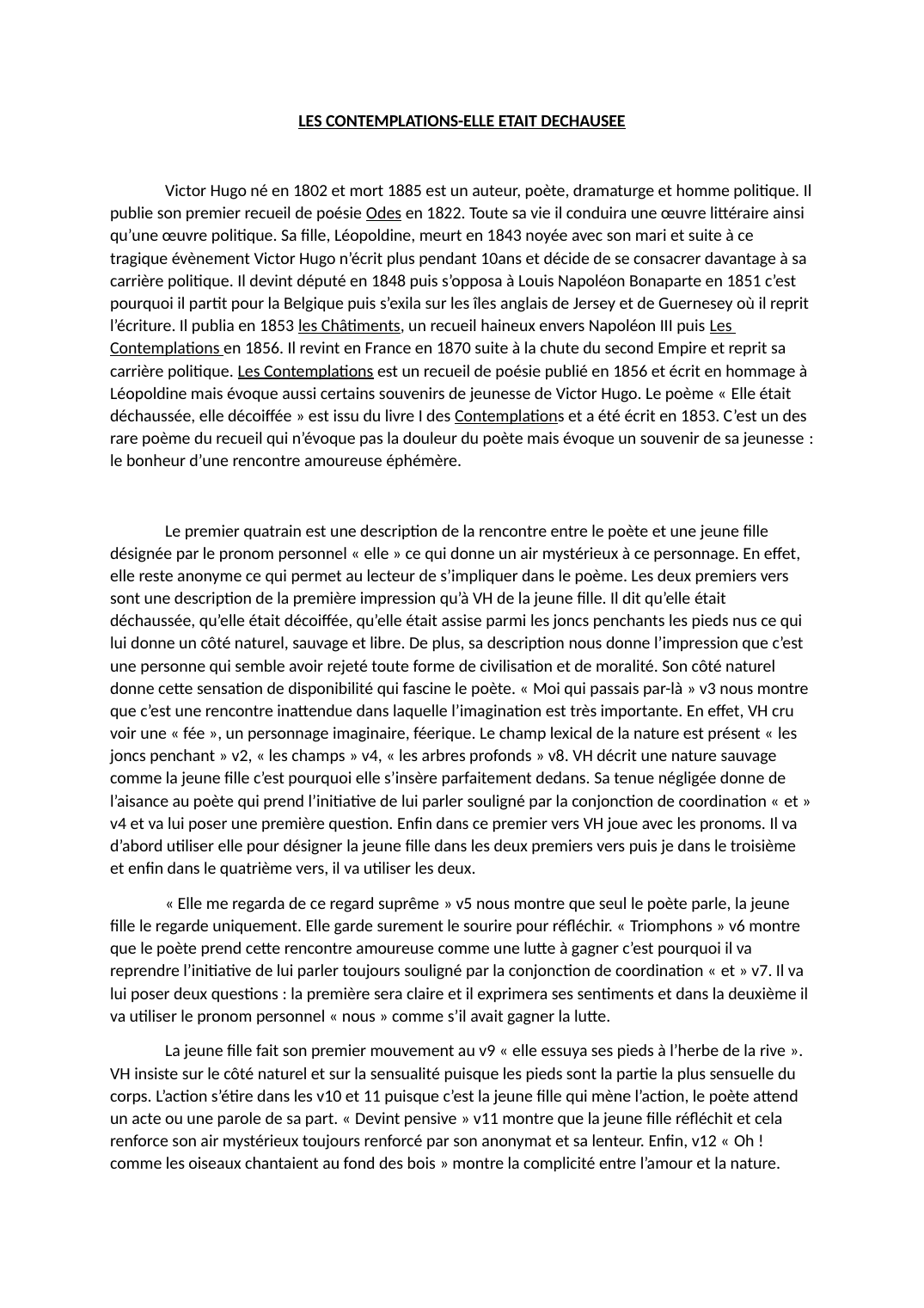 Prévisualisation du document LES CONTEMPLATIONS - ELLE ETAIT DECHAUSEE Victor Hugo