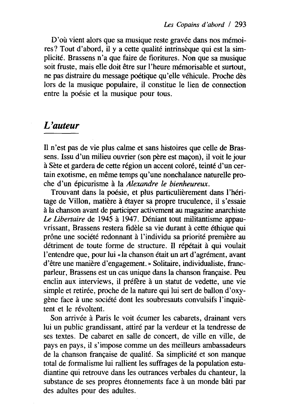 Prévisualisation du document Les Copains d'abord 1966 Georges Brassens (1921-1981)