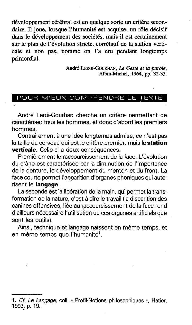 Prévisualisation du document Les critères d'humanité de LEROI-GOURHAN