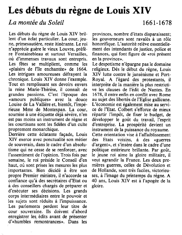 Prévisualisation du document Les débuts du règne de Louis XIVLa montée du Soleil.
