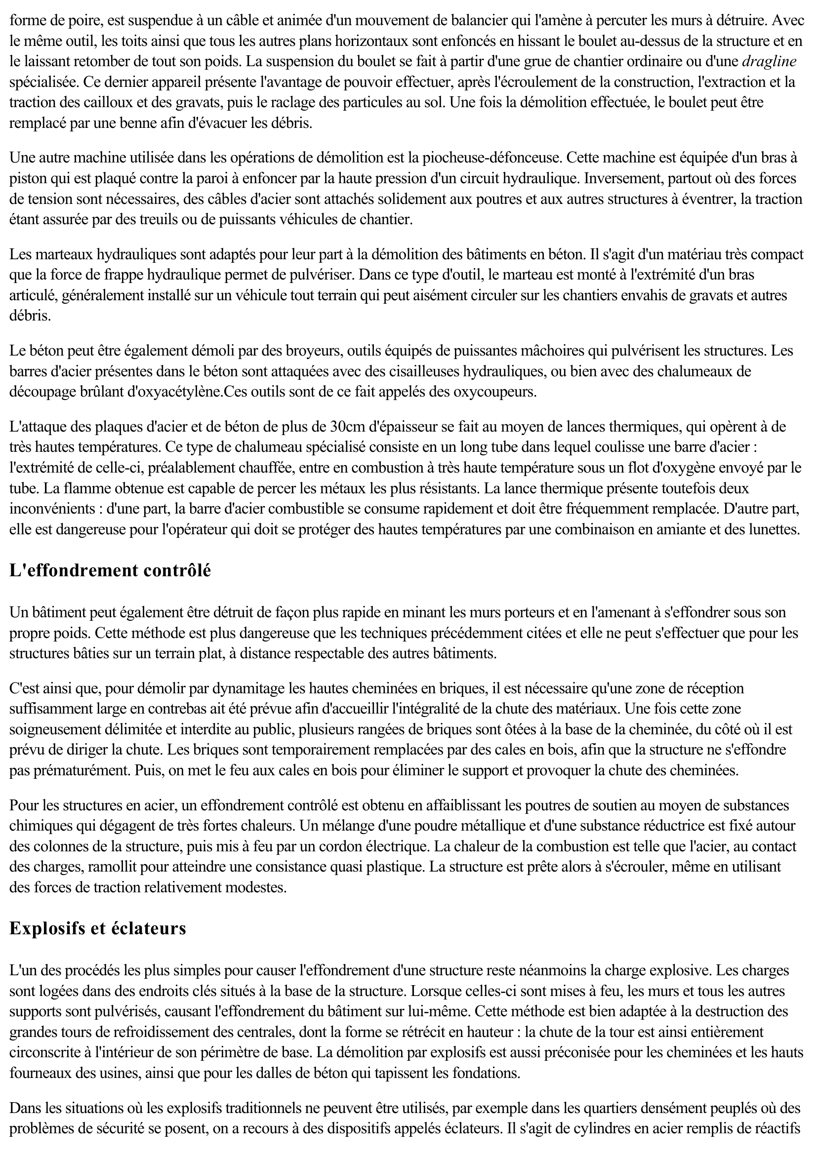 Prévisualisation du document Les démolitions (Sciences & Techniques)
