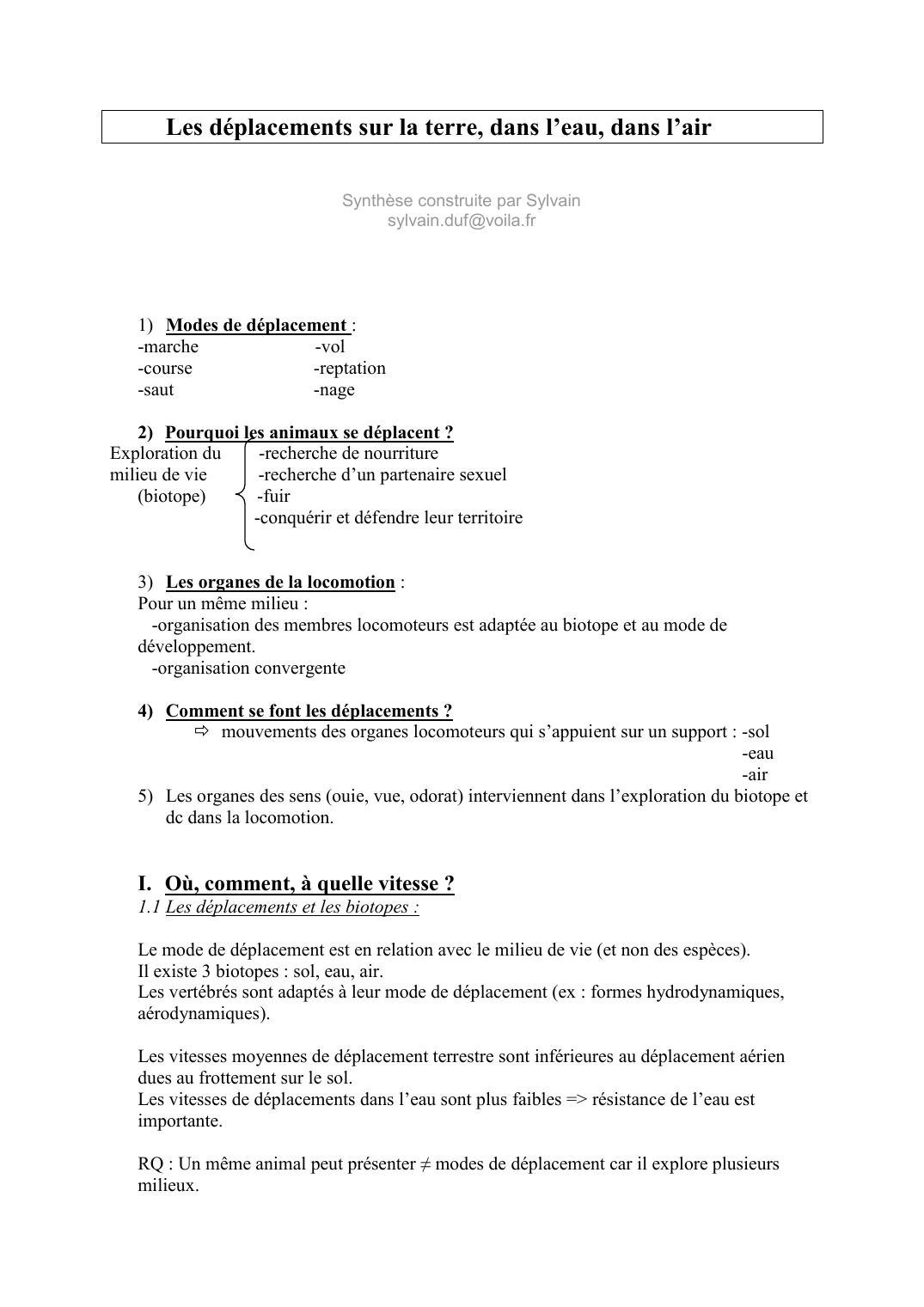 Prévisualisation du document Les déplacements sur la terre, dans l'eau, dans l'air