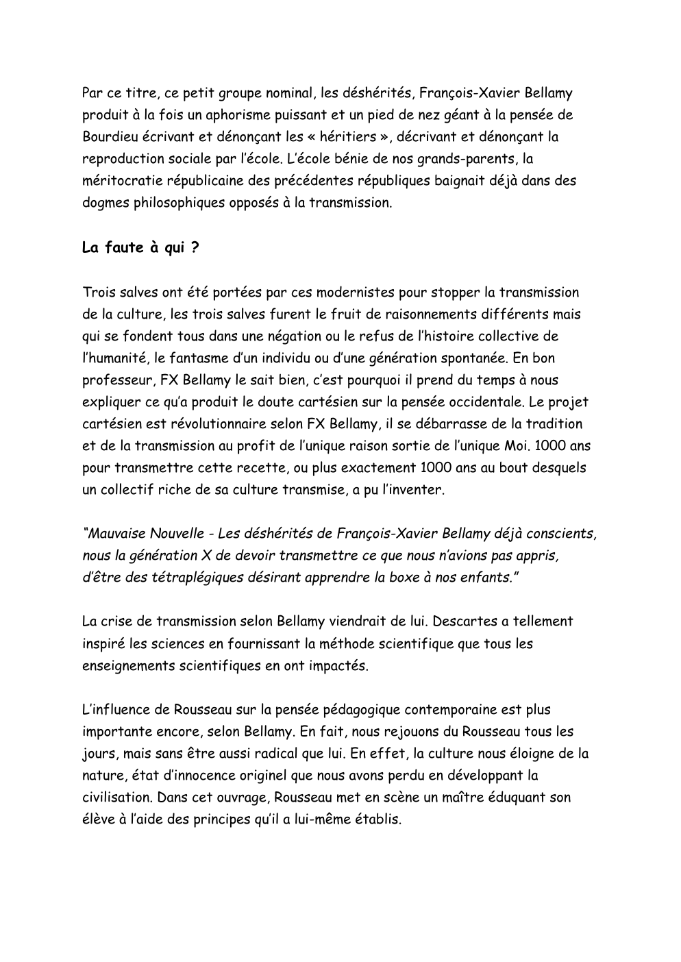 Prévisualisation du document Les déshérités, François-Xavier Bellamy