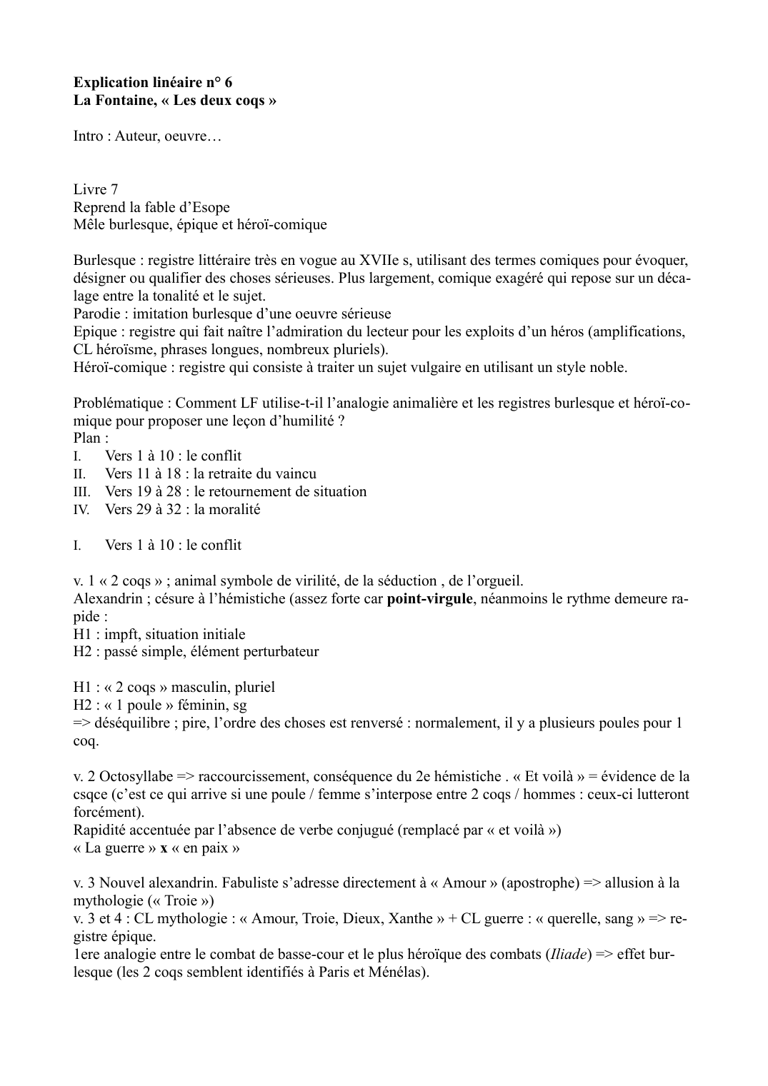 Prévisualisation du document Les deux coq analyse linéaire